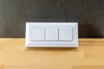 2-fach Steckdosenblock, USB-A+C, weiß / 250V~/ 16A, USB 3,1A, PD, mit Klappen