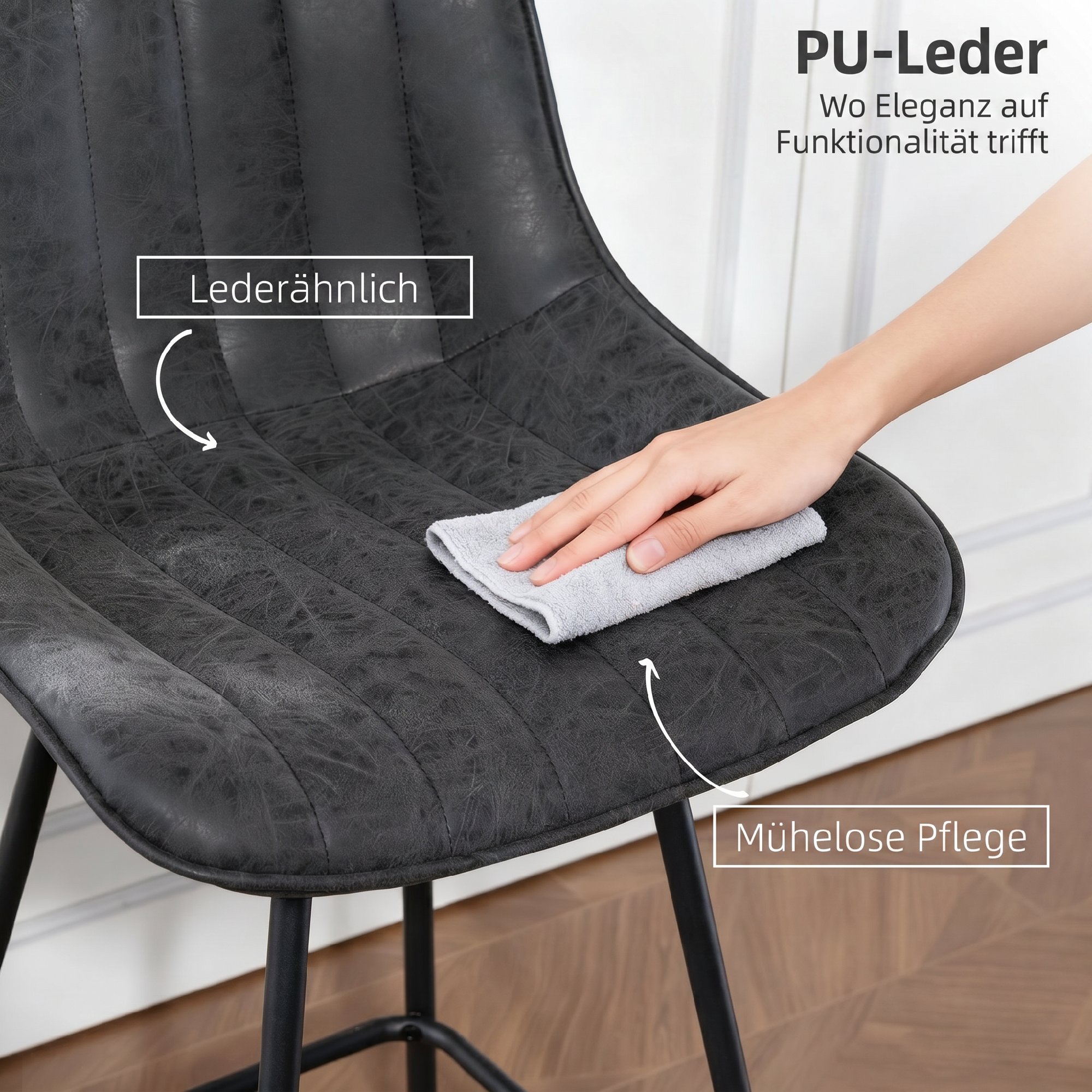 Barhocker Set aus 2, 68 cm drehbare Tresenhocker mit Rückenlehne für Kücheninsel, Esszimmer, Schwarz