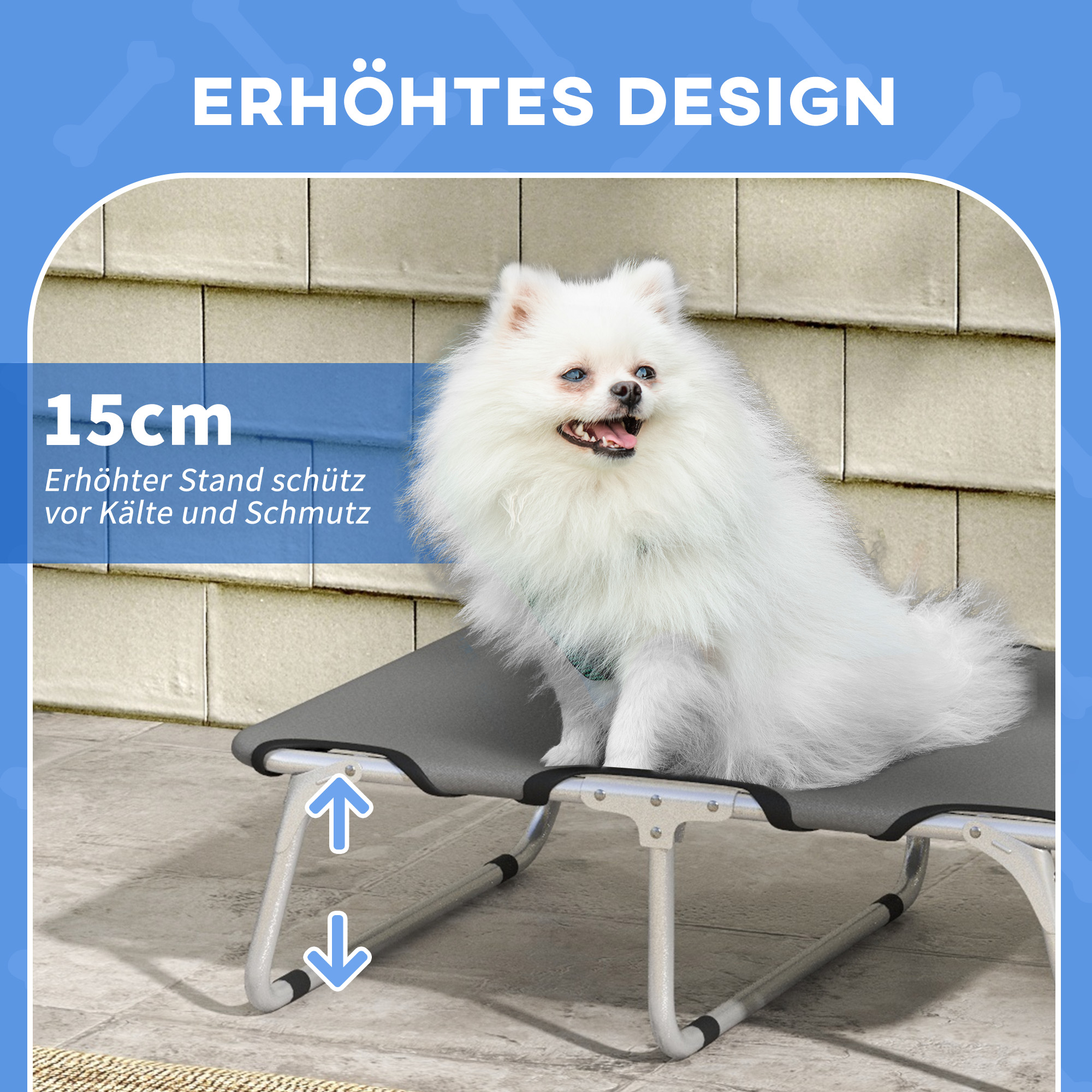 Hundebett, klappbar, robust & komfortabel, bis 10kg, 71x58x20cm, Grau