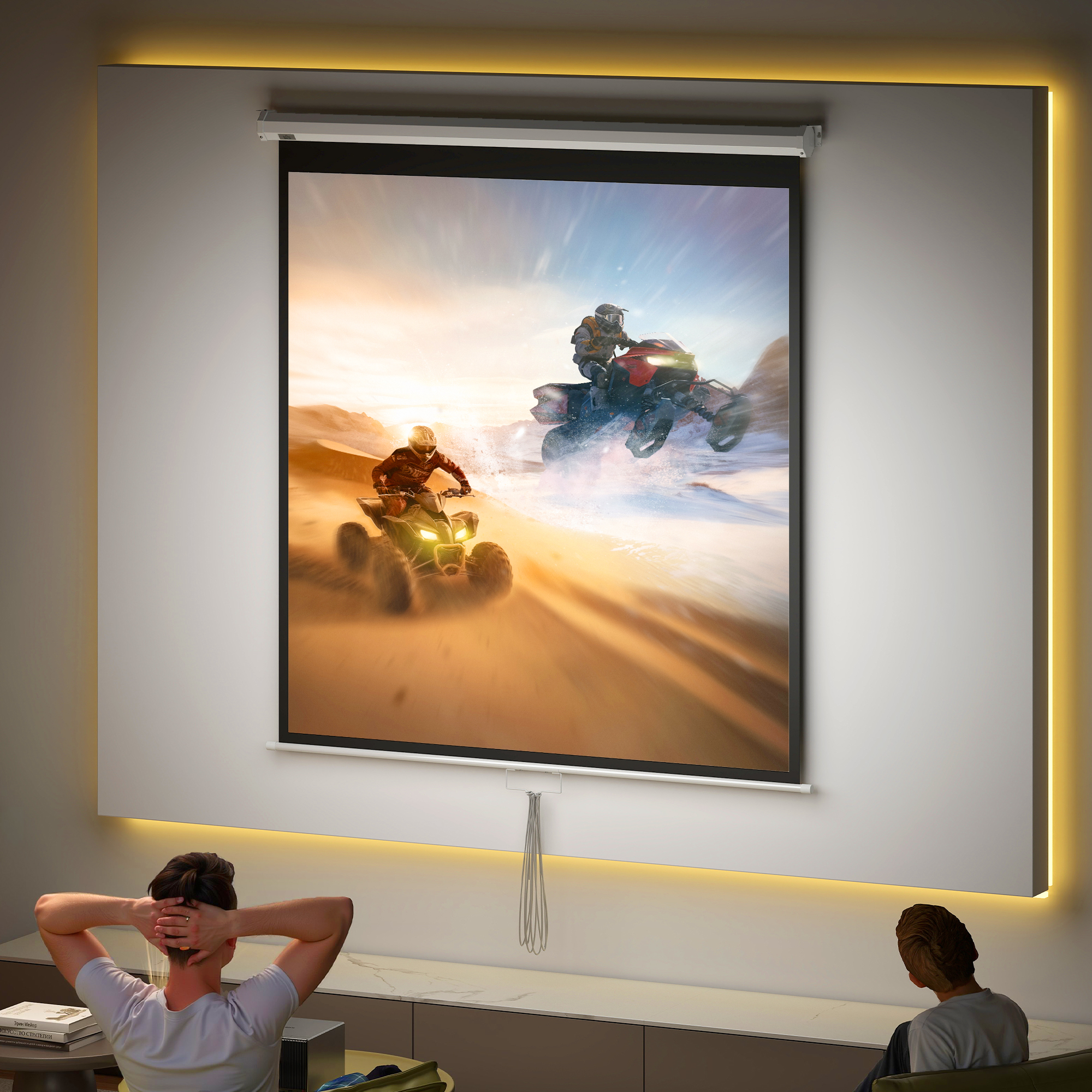 Beamer Leinwand 152 x 152 cm 85 Zoll 1:1 HD 4K Projektionsleinwand für Heimkino Büro-Präsentationen