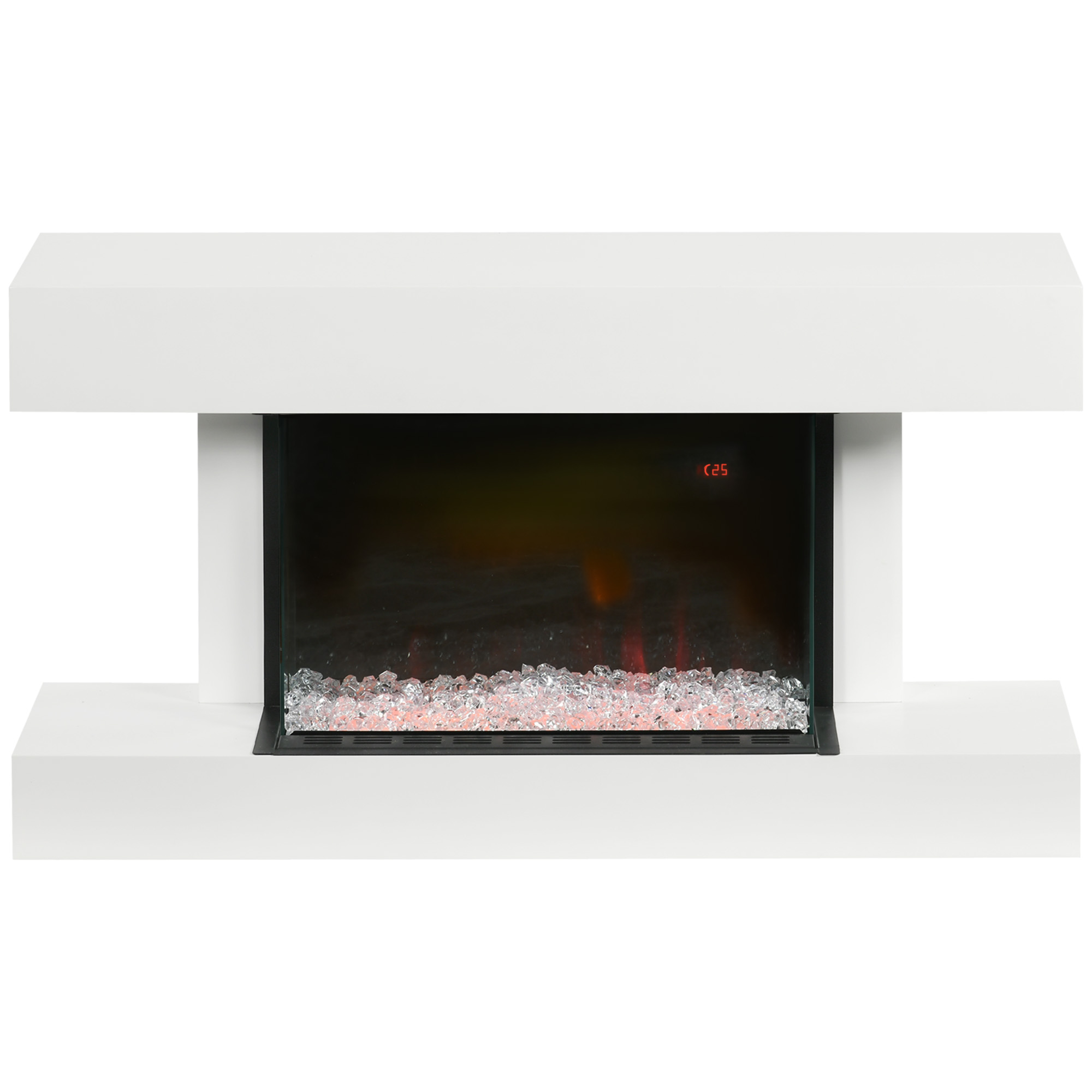 Elektrokamin, Wandkamin mit Heizung 2000 W, LED 3D-Flammeneffekt, Kristalle, in 11 Farben mit 3 Helligkeitsstufen, Elektrischer Kamin mit Fernbedienung, Timer, Wandmontage, Weiß Elektrokamin, Wandkamin mit Heizung 2000 W, LED 3D-Flammeneffekt, Kristalle, in 11 Farben mit 3 Helligkeitsstufen, Elektrischer Kamin mit Fernbedienung, Timer, Wandmontage, Weiß