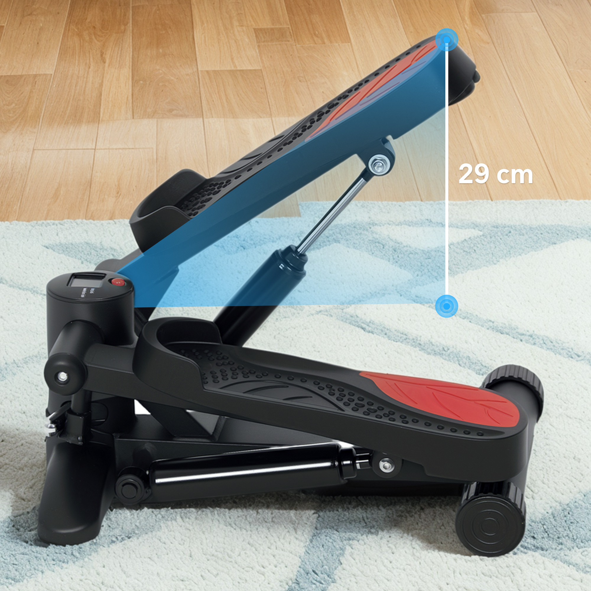 Mini-Stepper, Kompaktes Stepper-Gerät für Workout, Fitness-Stepper mit LCD-Monitor und rutschfesten Pedalen, Schwarz