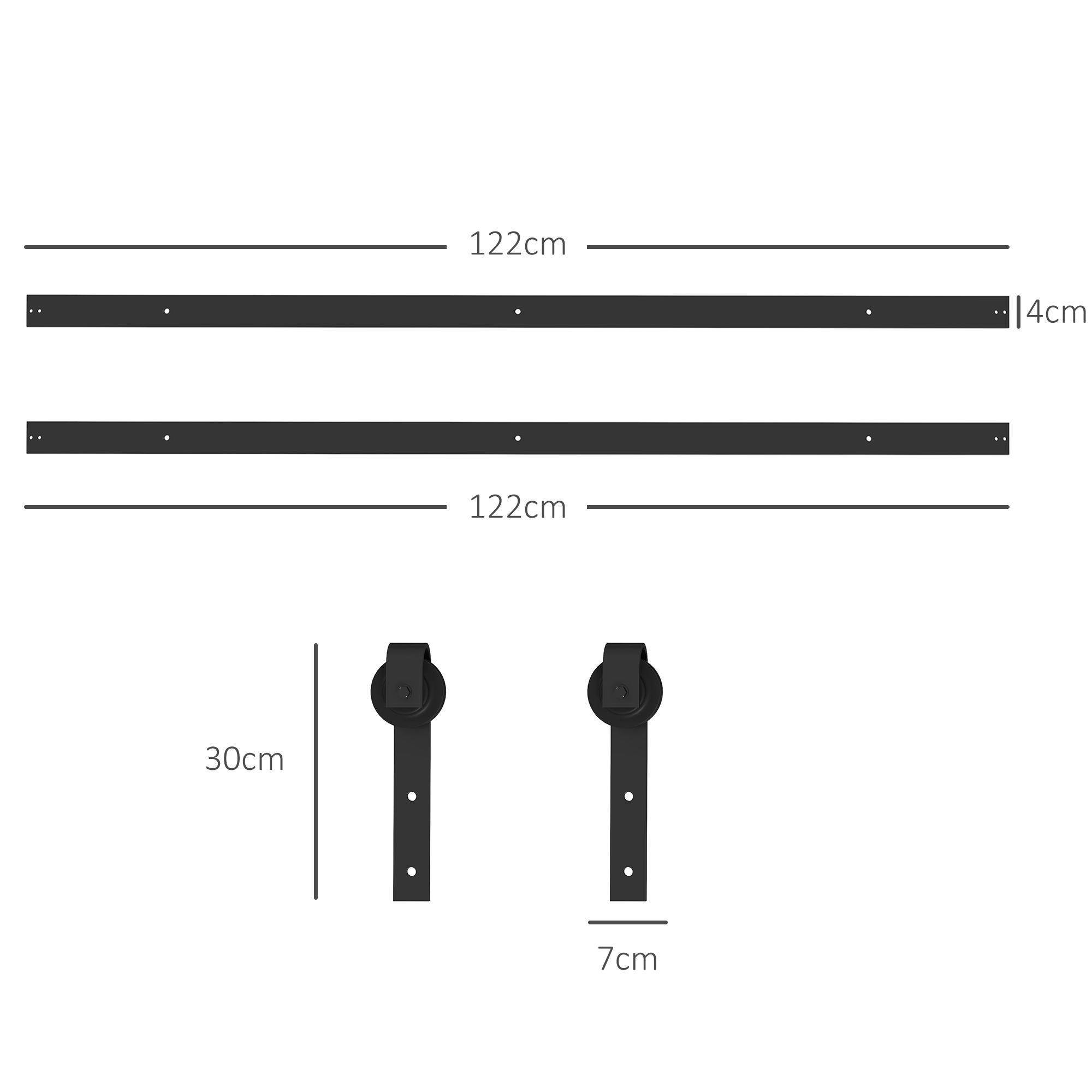 Schiebetür-Bausatz, leise & leichtgängig, für Holz- & Zementwände, 244cm, Stahl, Schwarz