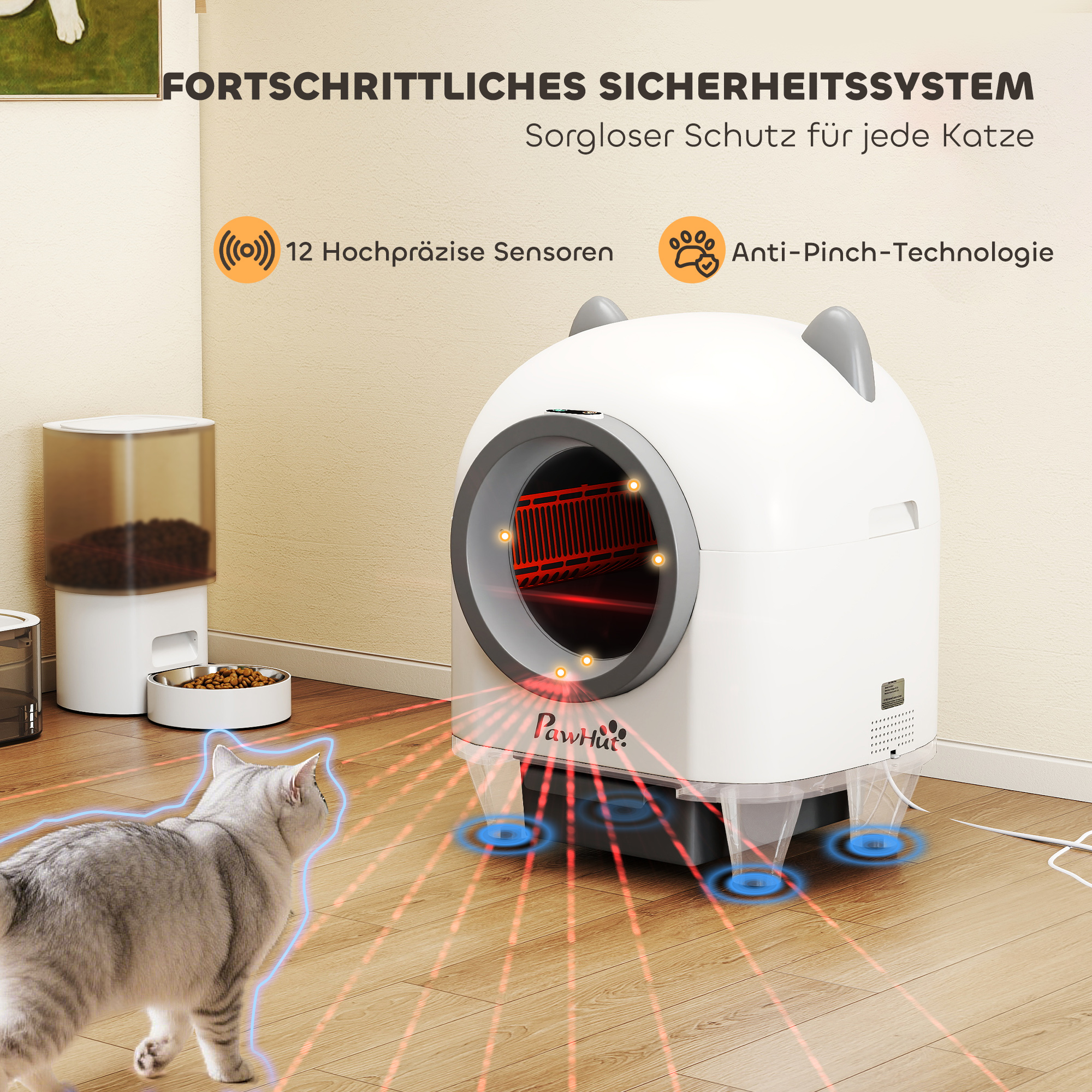selbstreinigende Katzentoilette mit App-Steuerung 80 L Geruchsbeseitigung für mehrere Katzen
