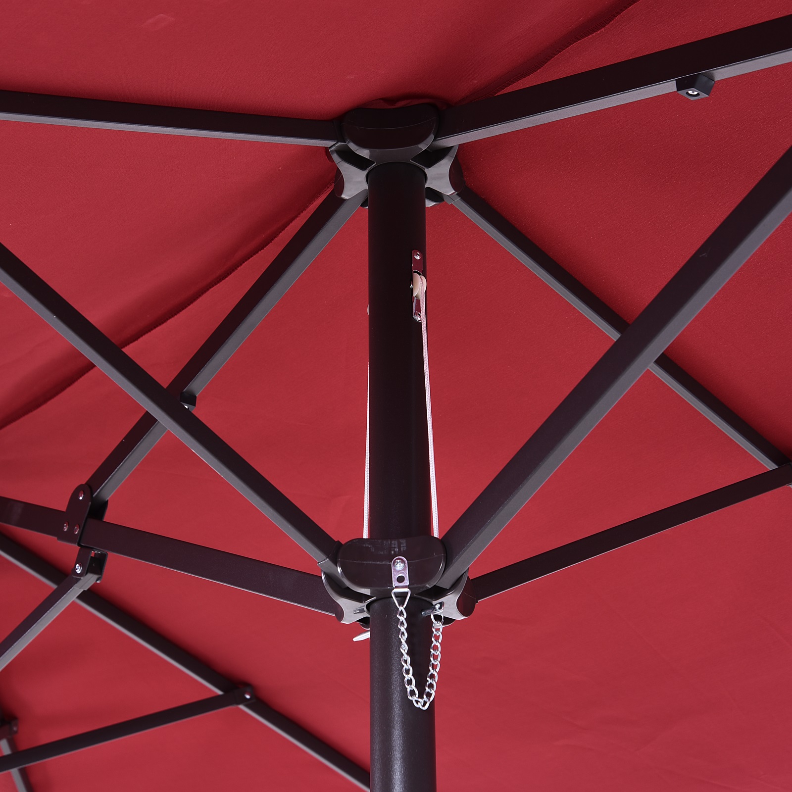 Doppelsonnenschirm 455 x 270 cm Gartenschirm mit Handkurbel oval stabil Metallstange Marktschirm Doppelsonnenschirm Terrassenschirm Sonnenschutz für Strand Balkon Terrasse Garten Weinrot