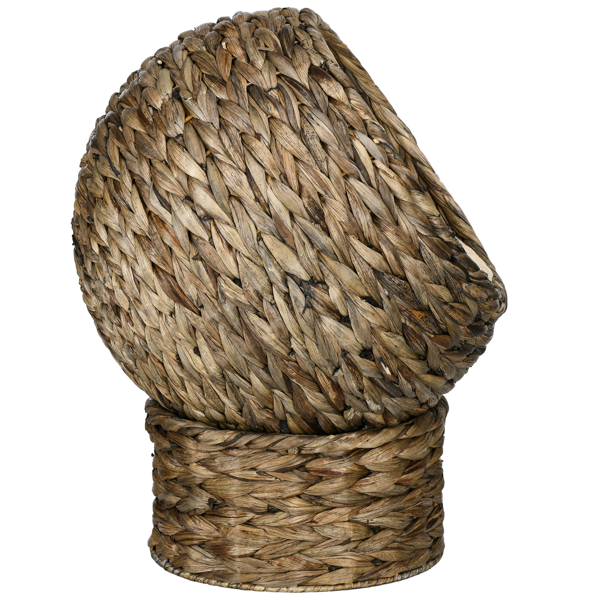 Rattan Katzenkorb Katzenhöhle Katzenhütte Katzenbett mit Kissen Haustierbett Wasserhyazinthe Kaffee 40 x 37 x 51 cm