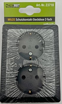 MILOS Schutzkontakt-Steckdose 2-fach / 250V~/ 16A, 1x UP, anthrazit