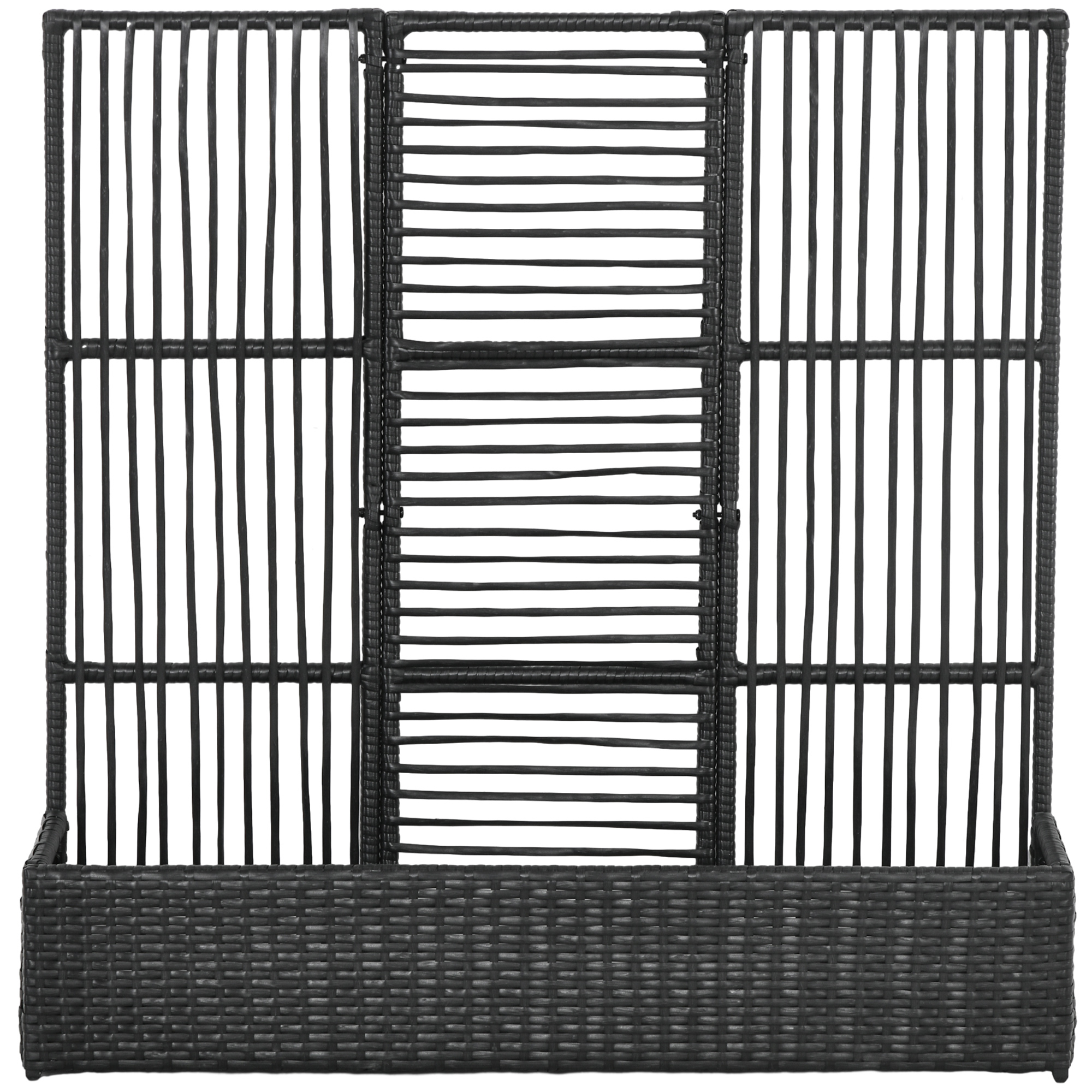 Blumenkasten mit Spalier, wetterfest, Polyrattan, 103 x 103 x 29 cm, Schwarz Blumenkasten mit Spalier, wetterfest, Polyrattan, 103 x 103 x 29 cm, Schwarz