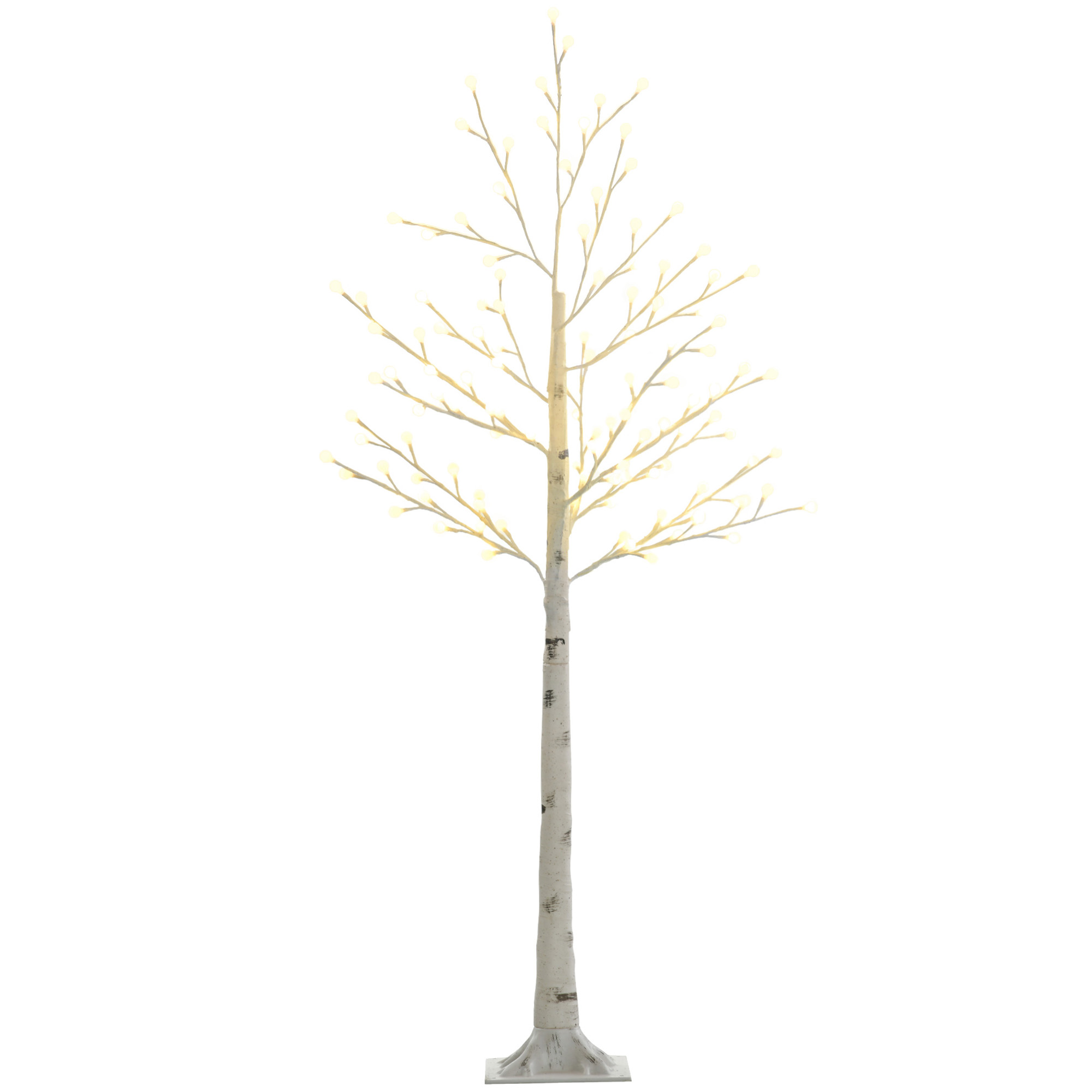 Künstliche Birke mit 120 LED-Lichtern, 3 Helligkeitsstufen, faltbare Äste, IP44, 150 cm, Weiß Künstliche Birke mit 120 LED-Lichtern, 3 Helligkeitsstufen, faltbare Äste, IP44, 150 cm, Weiß