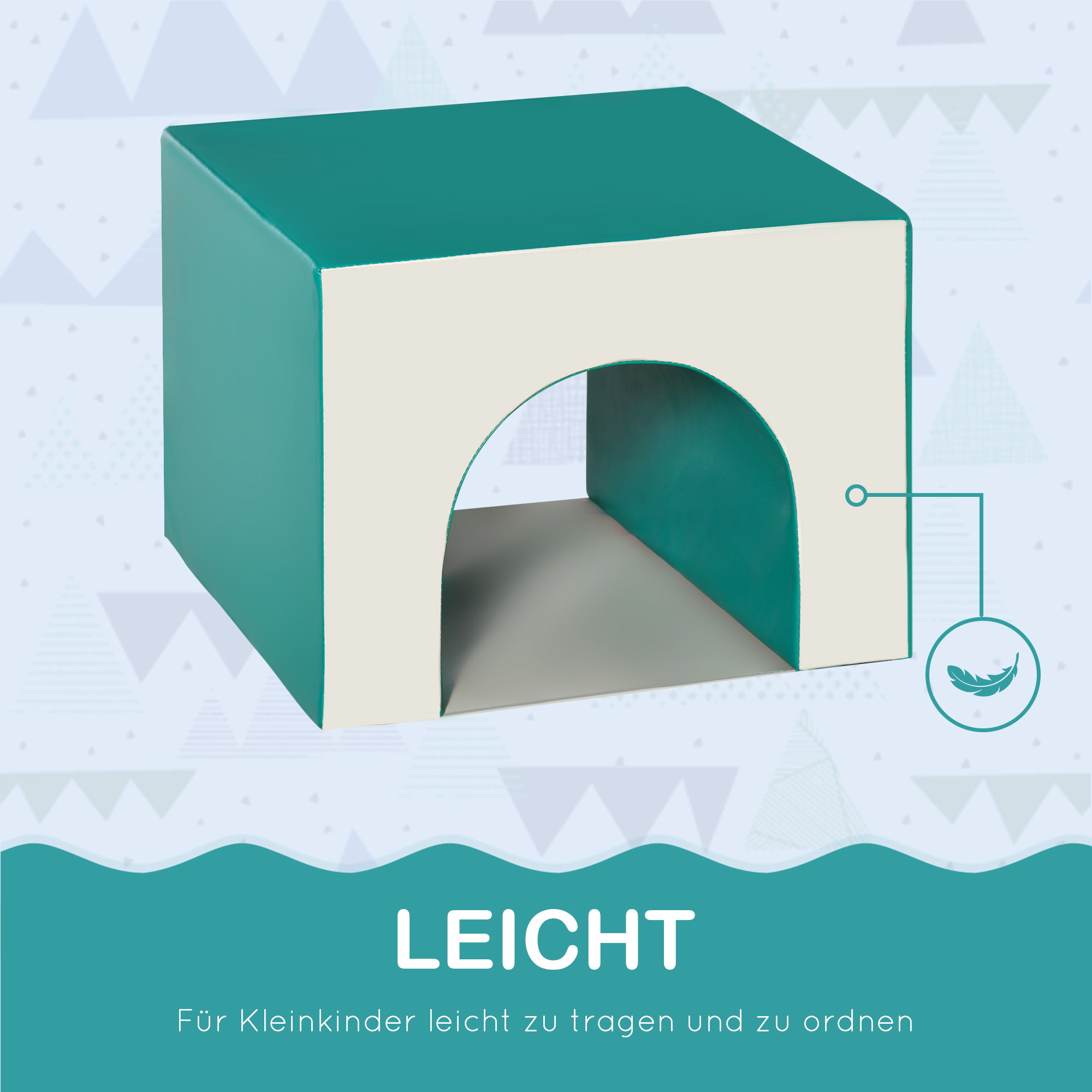 Bausteinset 4er-Set Schaumstoff Bausteine einfache Reinigung weiche Füllung Schaumstoffblöcke für 1-3 Jahre Kinder EPE Hellgrau+Blau+Grün 150 x 50 x 39 cm