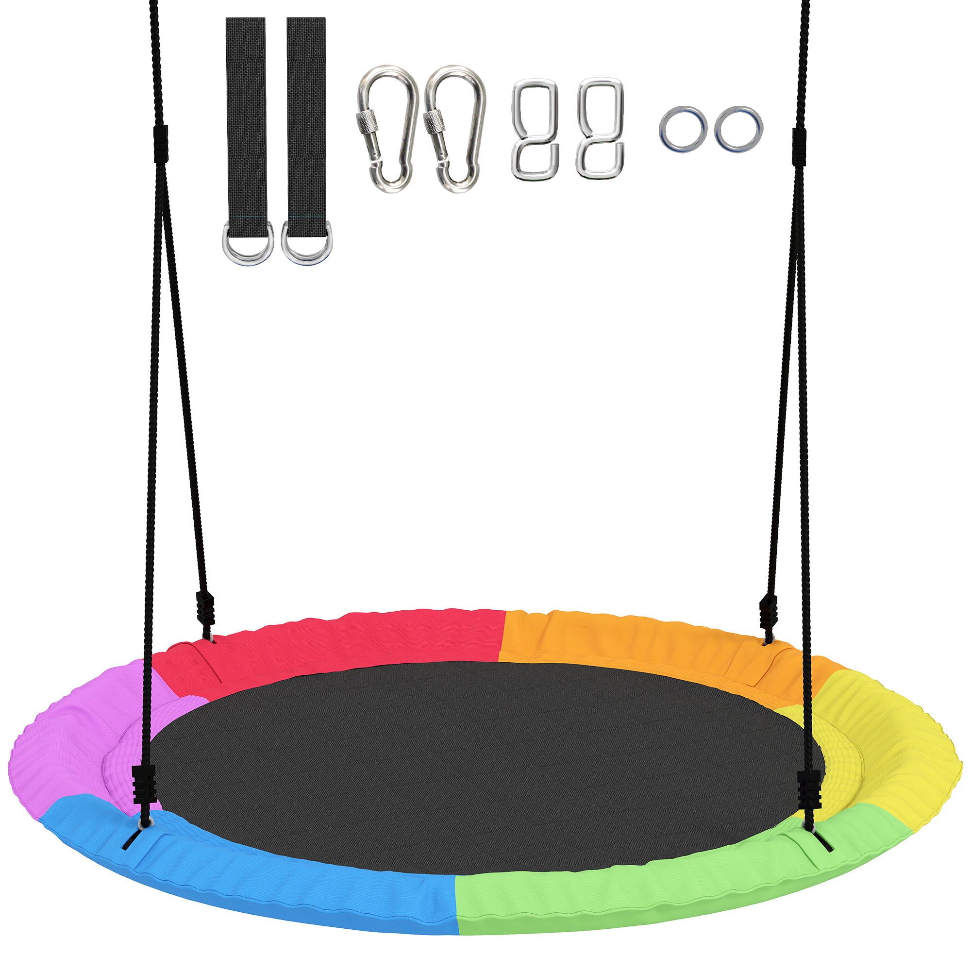 Nestschaukel Höhenverstellbar Hängeschaukel bis zu 300kg mit verstellbaren Seilen 100 x 100 x 180 cm Mehrfarbig