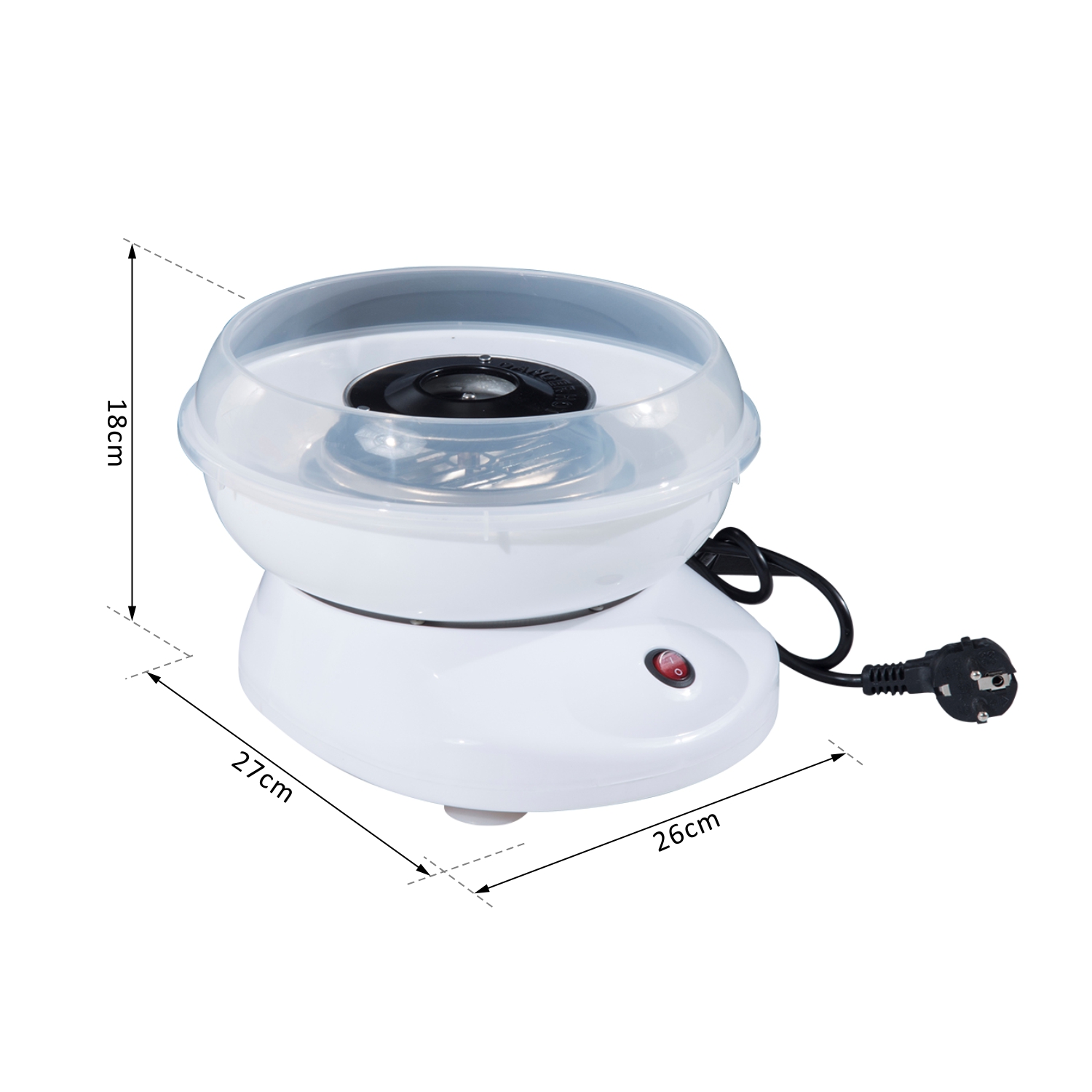 Zuckerwattemaschine für Zuhause Cotton Candy Machine Zuckerwatte Maschine mit Stäbchen und Messlöffel Höhe 18 cm 550W für Kinderfest, Geburtstag, Party Weiß