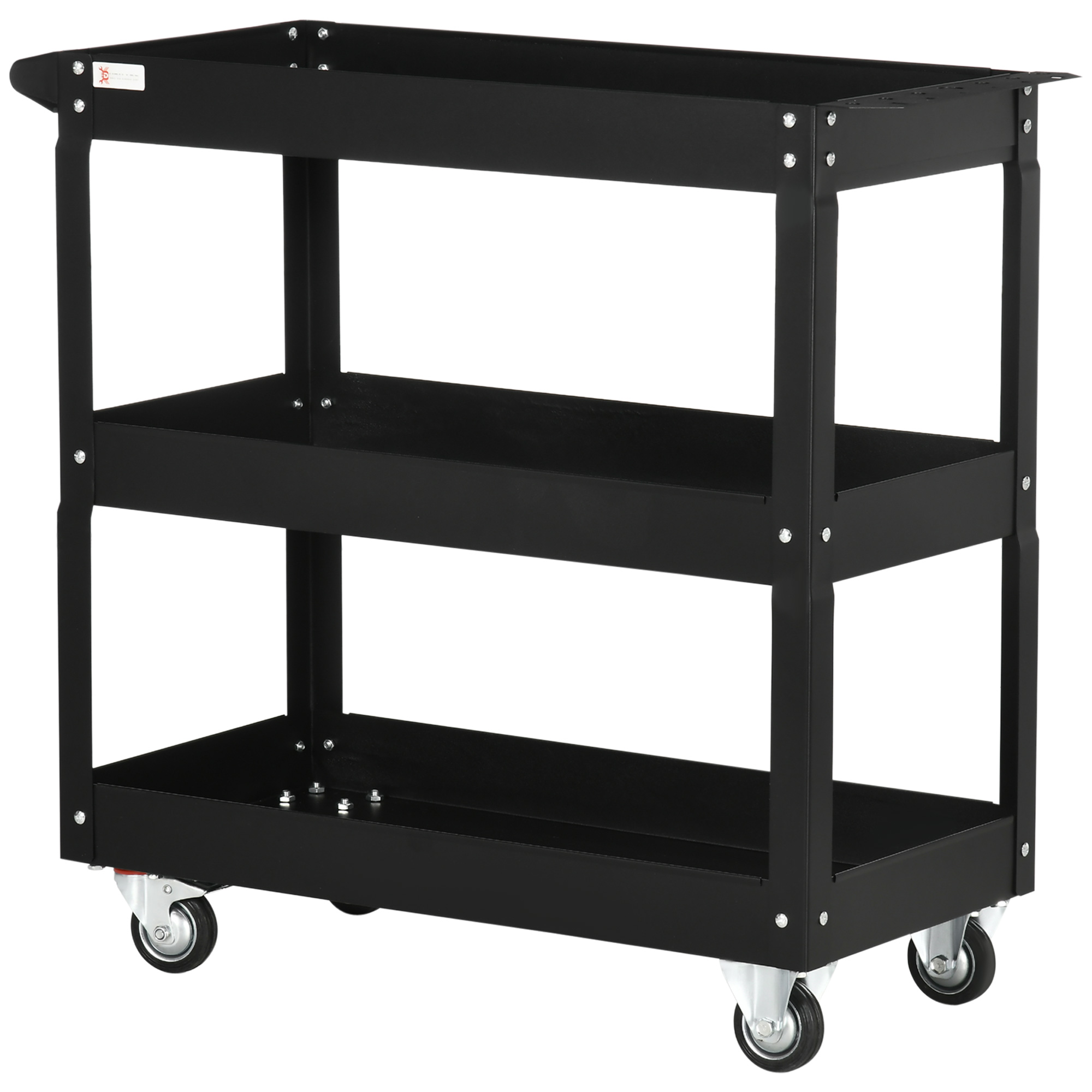 3-stufiger Werkzeugwagen, 4 Rollen, Stahl, 83B x 35,3T x 76H cm, Schwarz 3-stufiger Werkzeugwagen, 4 Rollen, Stahl, 83B x 35,3T x 76H cm, Schwarz