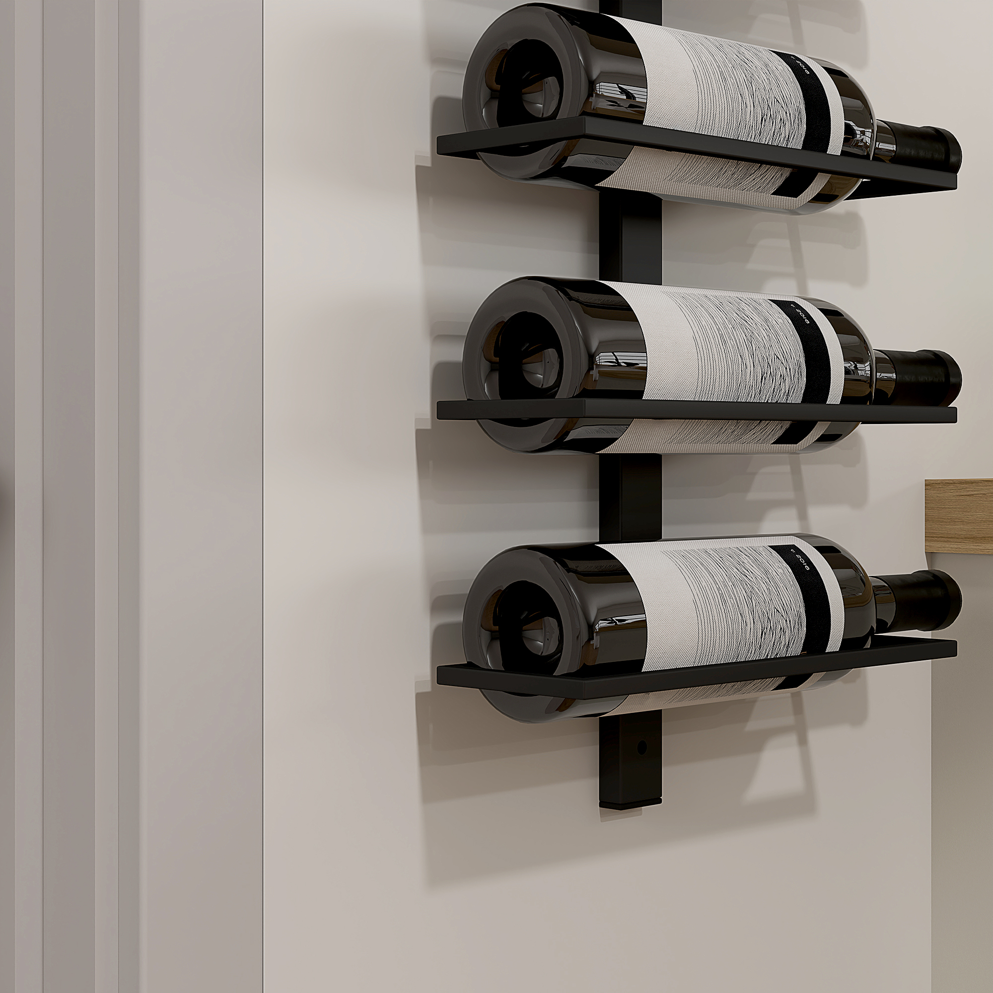 Weinregal, Wandregal für 10 Flaschen Wein, 10 Ebenen, Metall, für Küche, Wohnzimmer, Hausbar, Schwarz