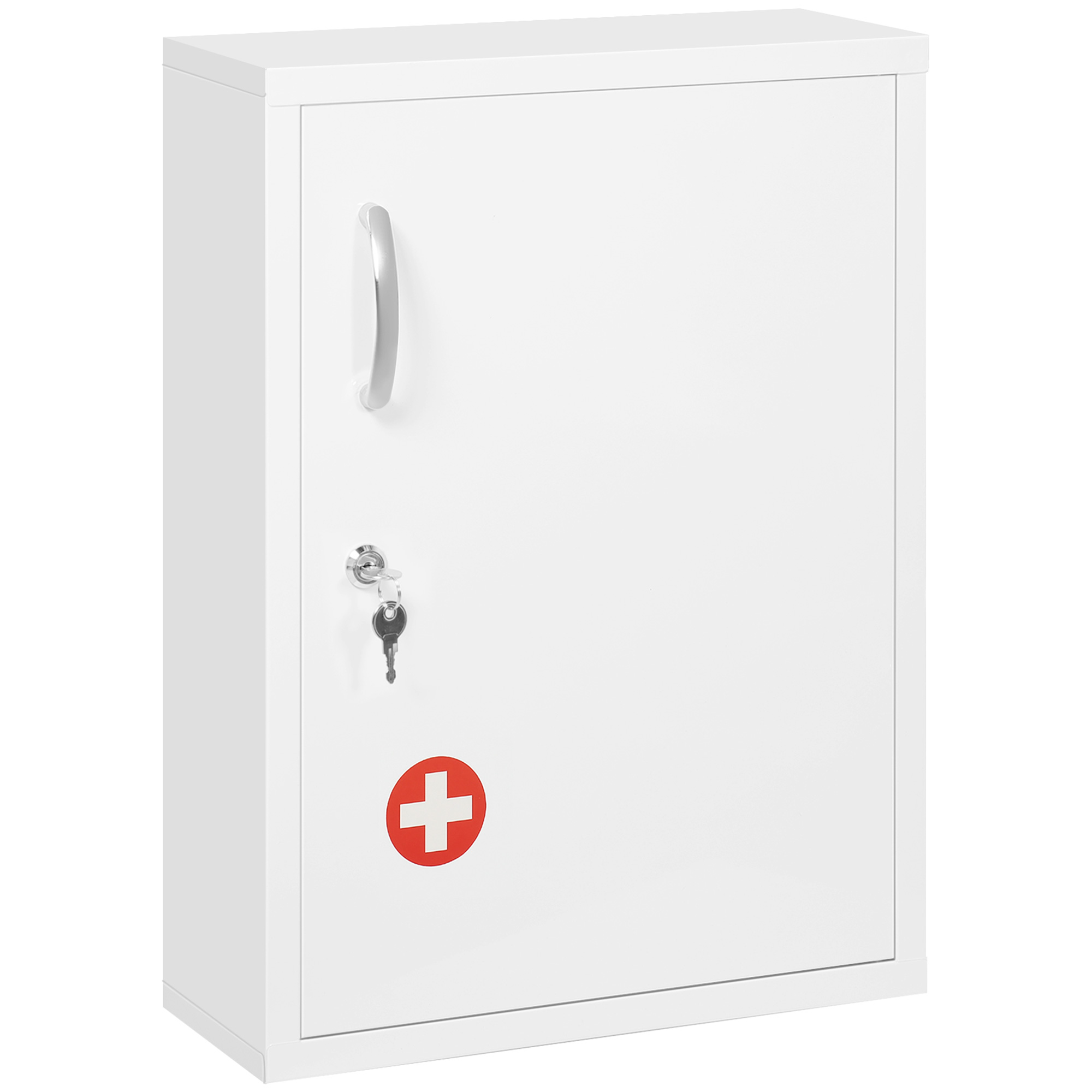 Medizinschrank, 3 Fächer, abschließbar, mit Rezeptfach, stabiles Stahlgehäuse, weiß, 40 x 15 x 53,5 cm