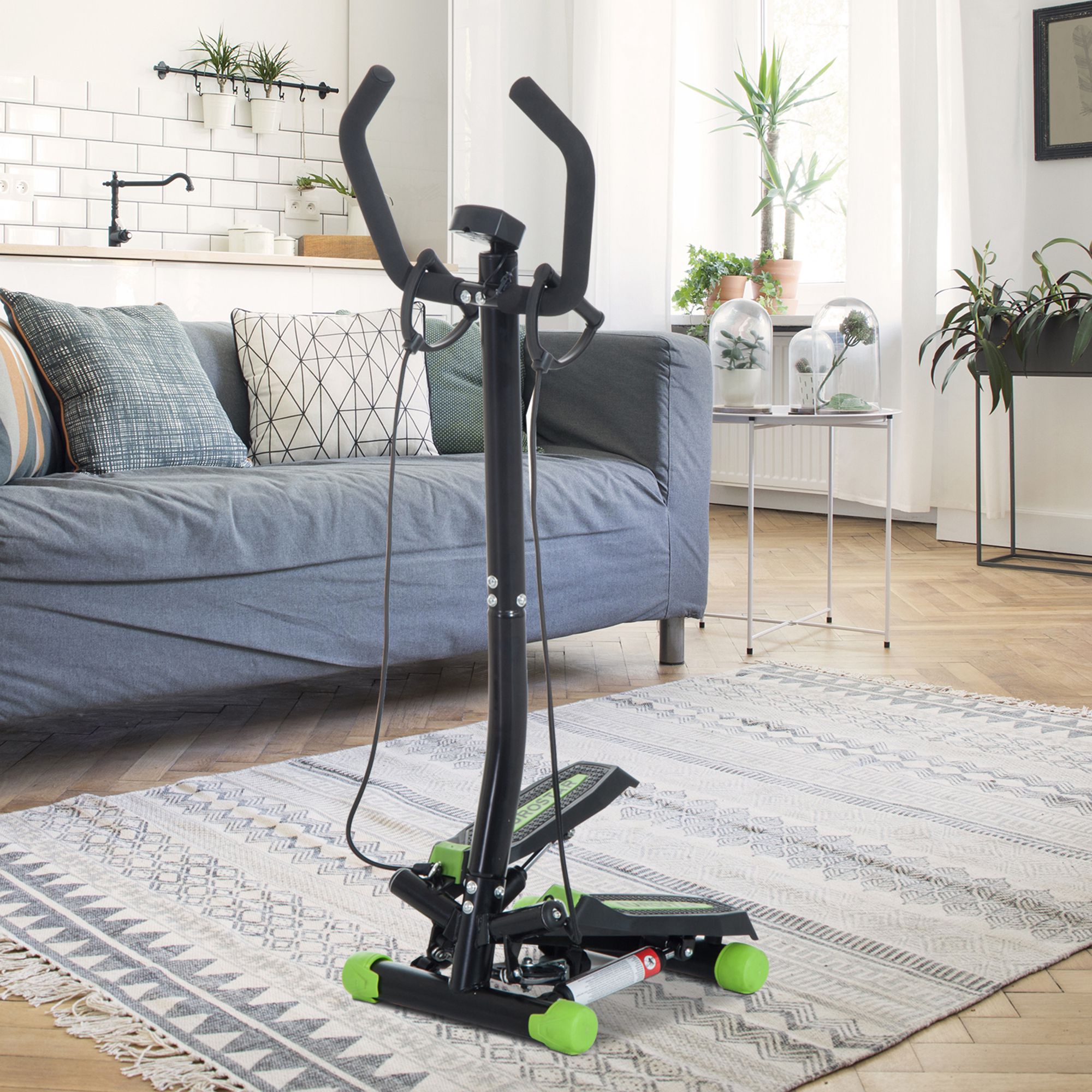 Stepper Sidestepper mit Haltegriff Trainingsbänder Heimtrainer LCD Display Stahl