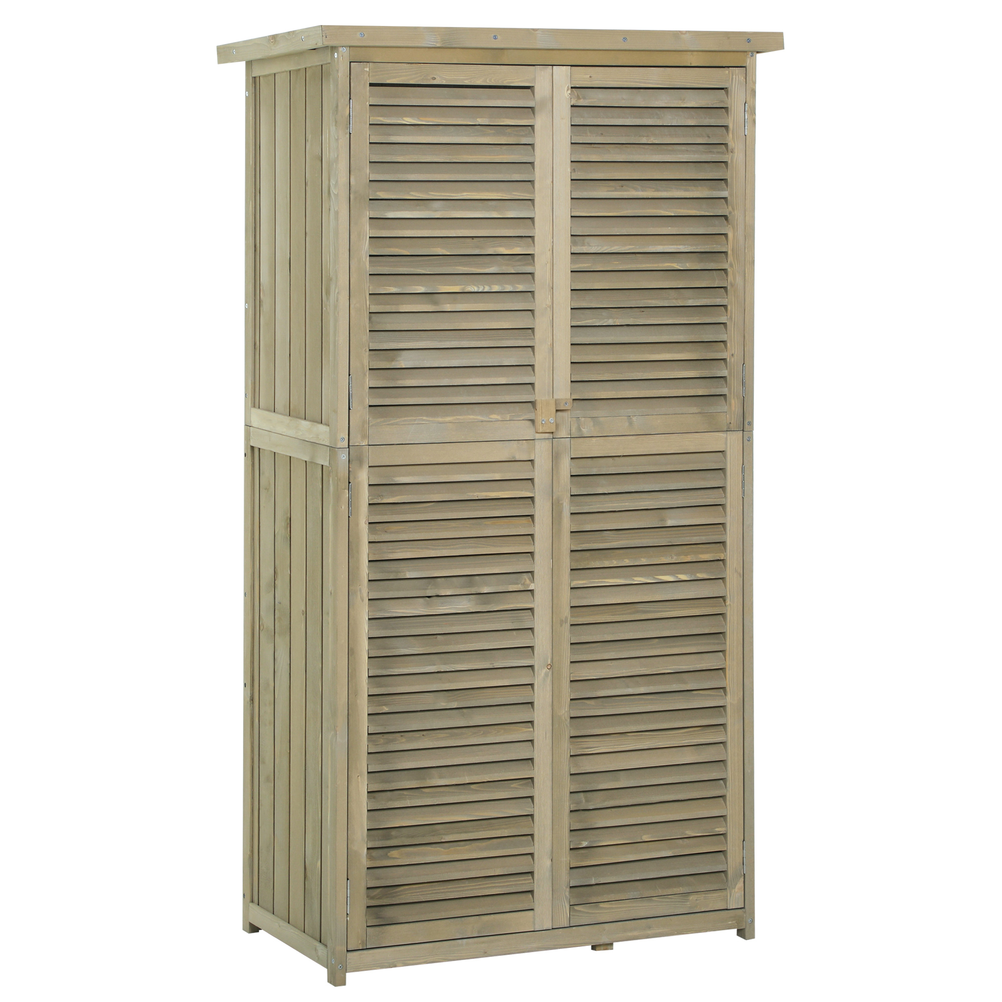 Gartenschrank Holz Geräteschuppen Gerätehaus mit Asphaltdach Lamellentür Geräteschrank Schuppen Garten 4 Fächer Grau 87 x 46,5 x 160 cm Gartenschrank Holz Geräteschuppen Gerätehaus mit Asphaltdach Lamellentür Geräteschrank Schuppen Garten 4 Fächer Grau 87 x 46,5 x 160 cm