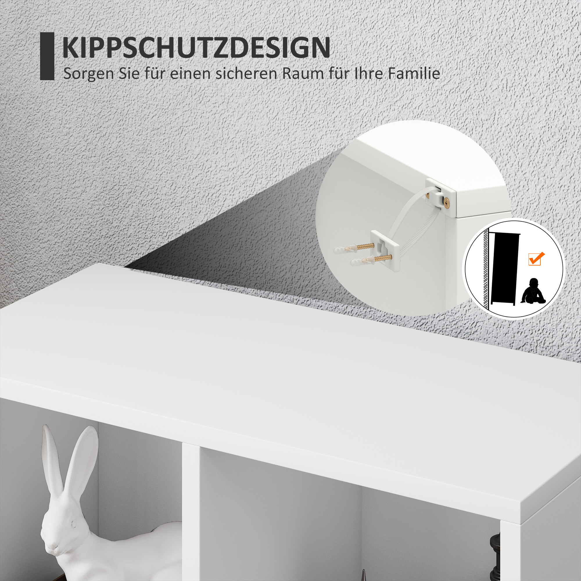 2-Ebenen-Bücherregal, 5 Fächer, Spanplatte, Aufbewahrungsregal, Weiß