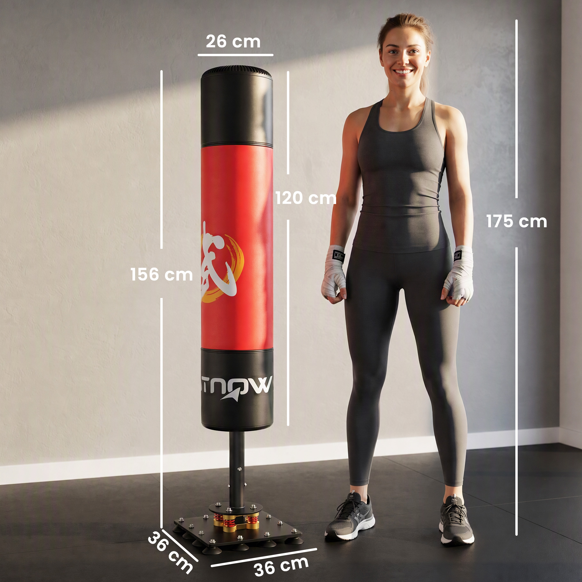 Boxsack freistehend 156 cm Standboxsack mit 12 Saugnäpfen, Stoßdämpfung, für Erwachsene Jugendliche