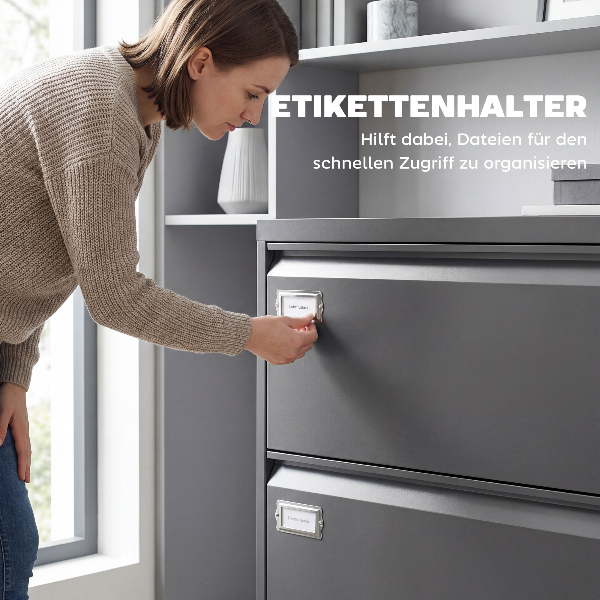 Rollcontainer mit 2 Schubladen abschließbar Aktenschrank mit verstellbarem Hängeregistratur 90 x 40 x 77,4 cm Schwarz