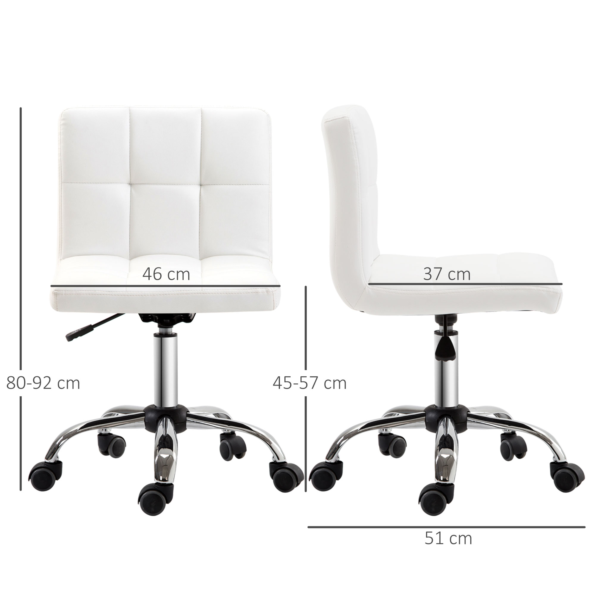 Bürostuhl, Drehstuhl, Kunstleder, Stahlstruktur, 5 Räder, gepolstert, Weiß