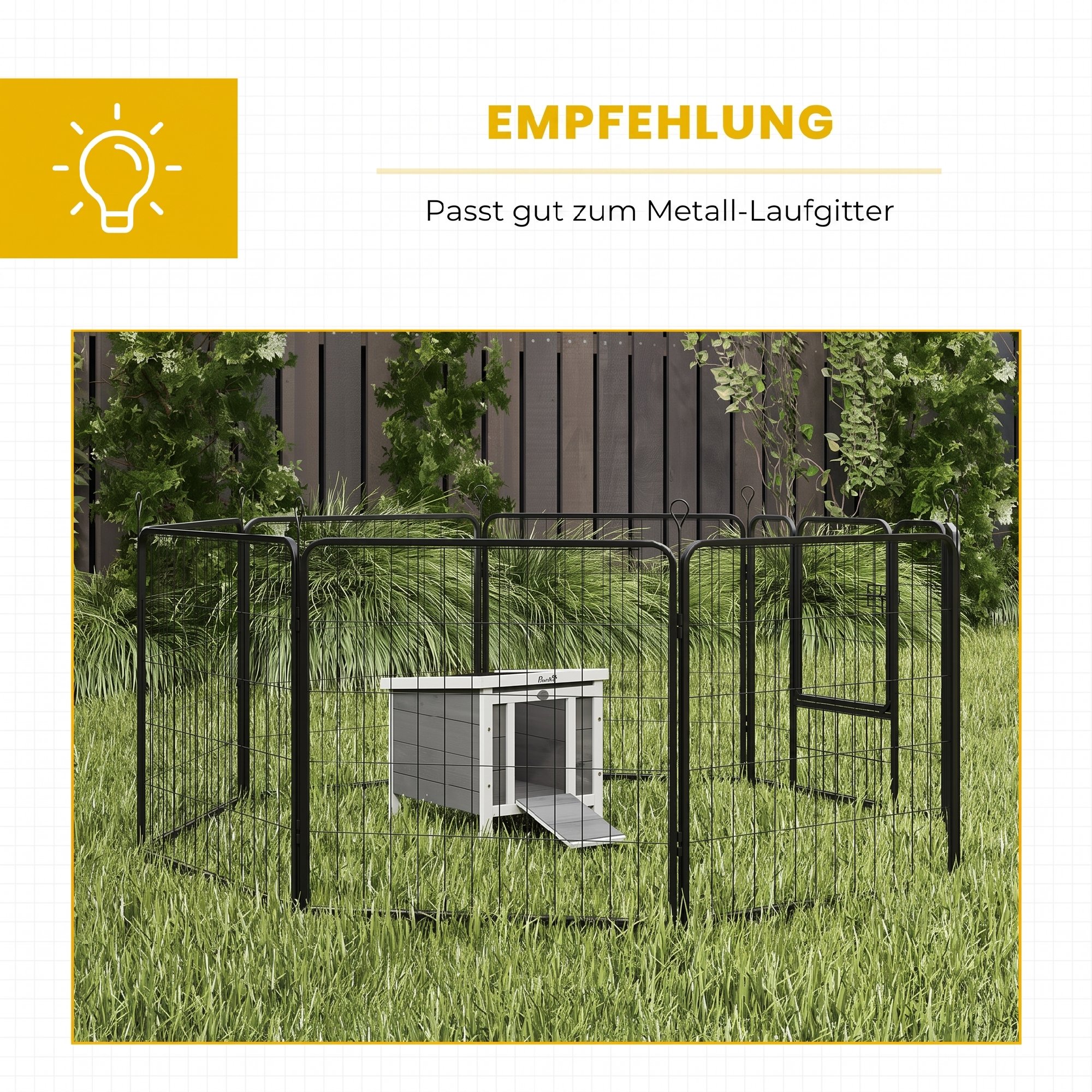 Kleintierstall Kleintierhaus mit Rampe Holz Grau