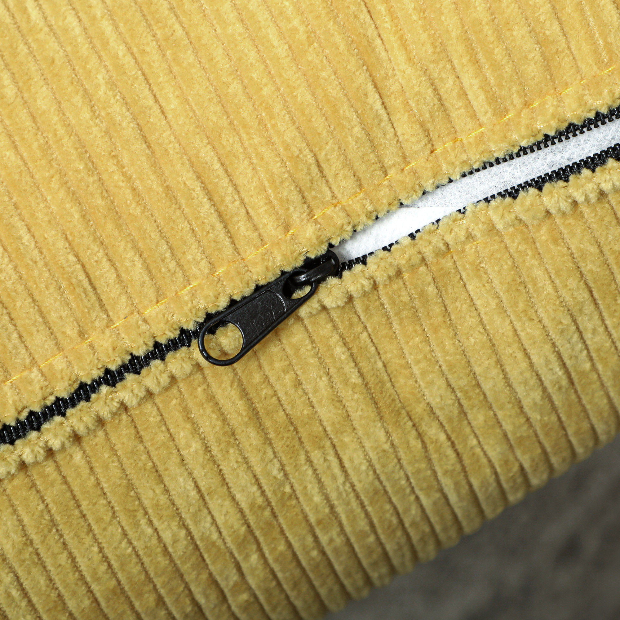 Moderner Armlehnstuhl, Gepolsterter Akzentstuhl mit Lendenkissen, Kautschukholzbeinen, Gelb
