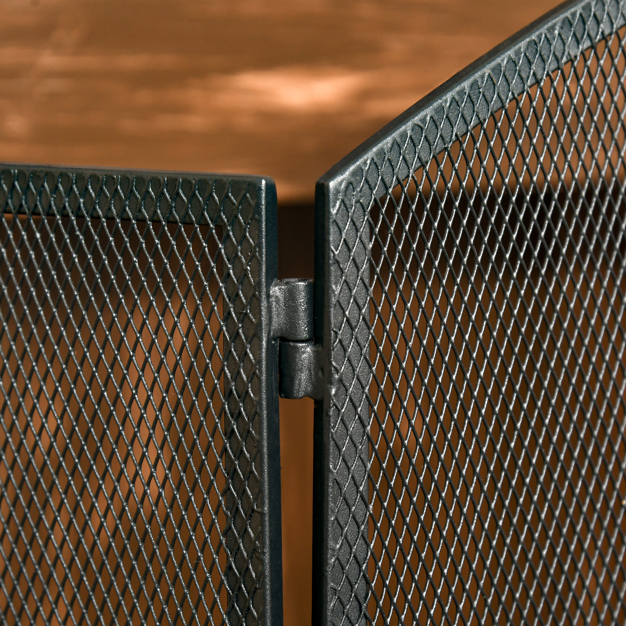 Funkenschutzgitter Faltbare Kaminschutzgitter Kamin Funkenschutz Feuerschirm Kaminfunkenschutz Ofenschutzgitter Metall 110 x 24 x 76,5 cm Schwarz