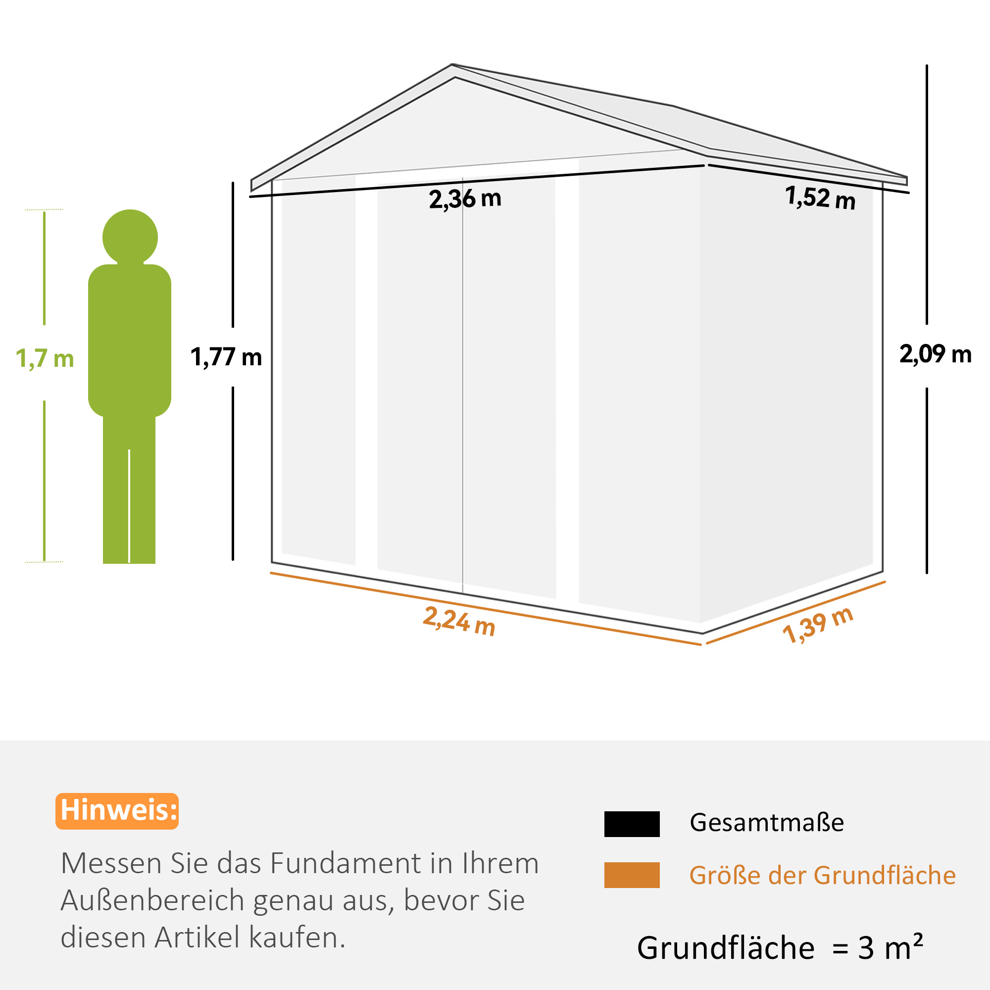 Gartenschuppen, Geräteschuppen, Gartenhaus mit Fenster, wetterfest, Holzoptik, Stahl, 152 x 235,7 x 208,7 cm, Braun