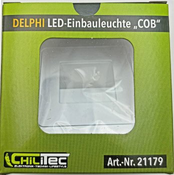 DELPHI LED-Einbauleuchte "COB" weiß / 80x80mm, 3000k, warmweiß, 55 Lumen