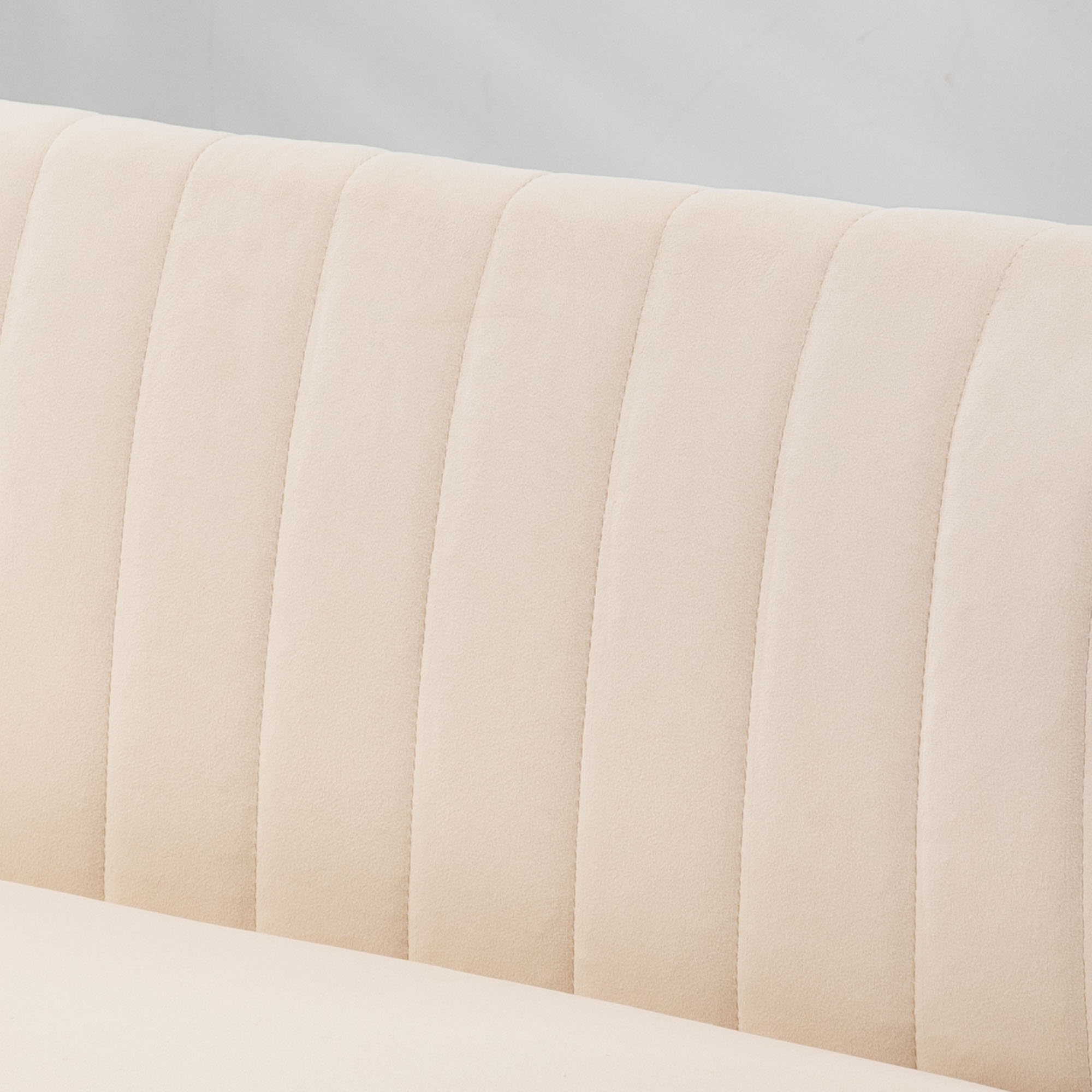 Sofa Retrodesign 2-Sitzer-Sofa, Holzbeine, 117 cm x 56,5 cm x 77 cm, Cremeweiß