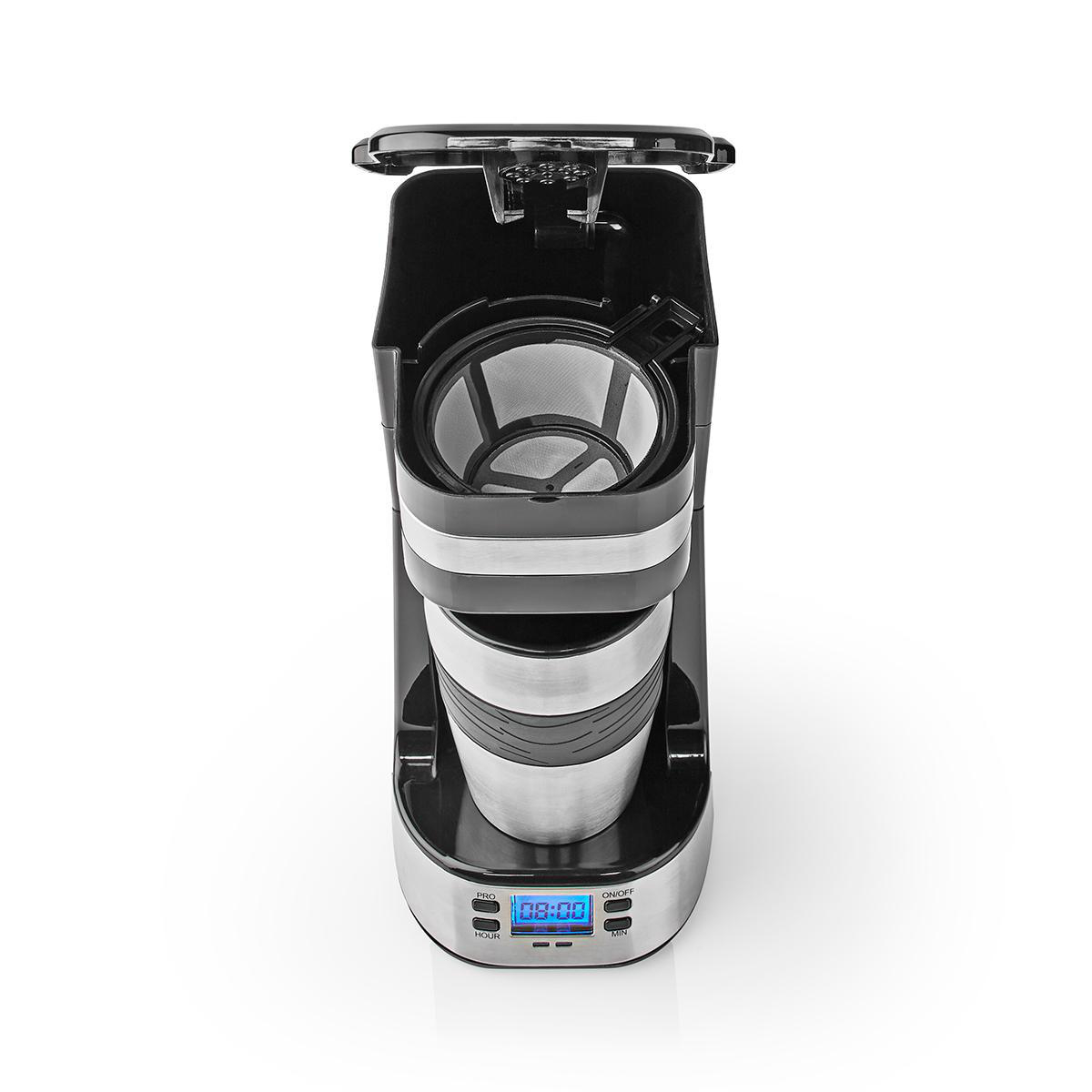 Kaffeemaschine | Filter Kaffee | 0.4 l | 1 Tassen | Timer einschalten | schwarz / Silber