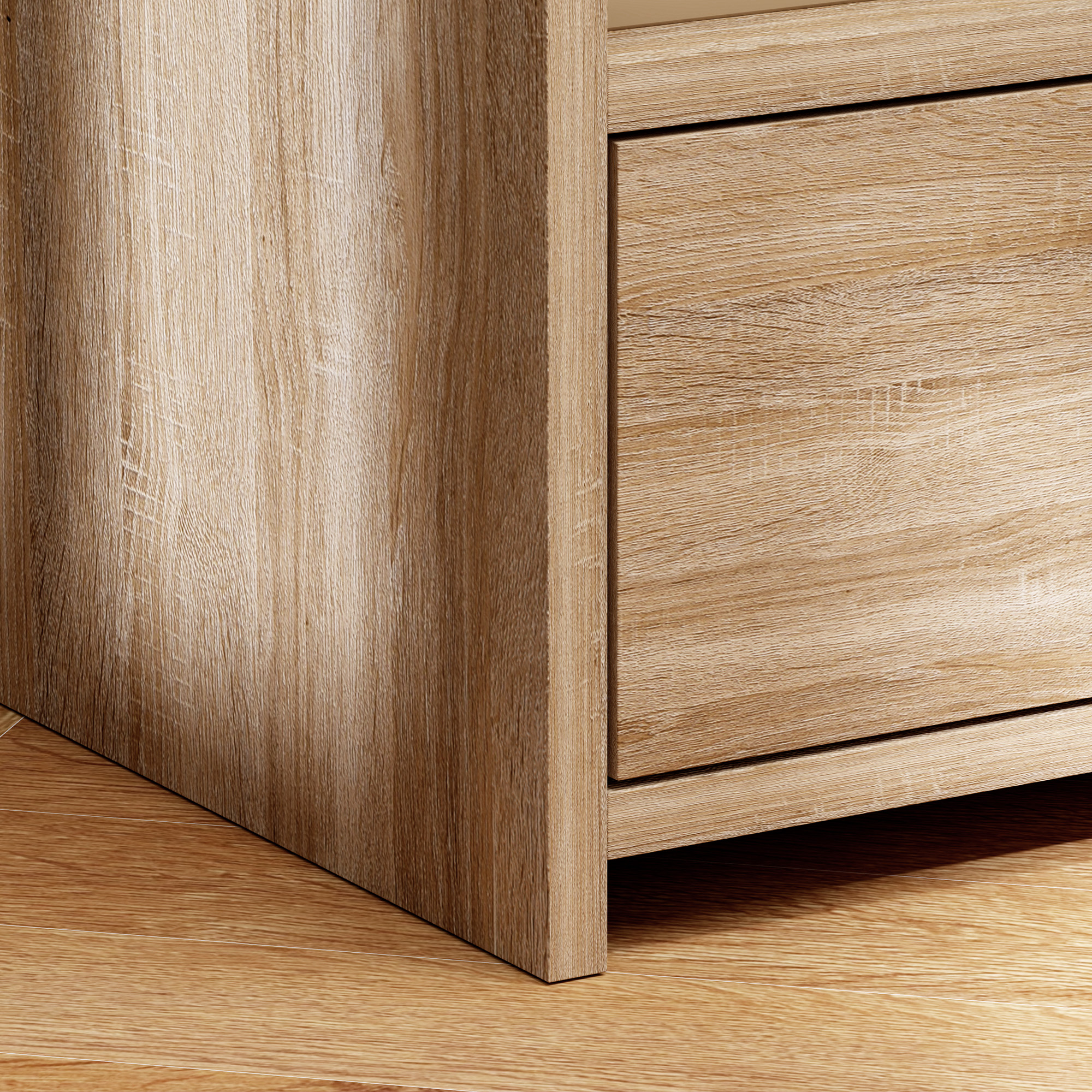 Beistelltisch, Nachttisch mit Stauraum, Spanplatte, kippsicher, modern, Naturholz