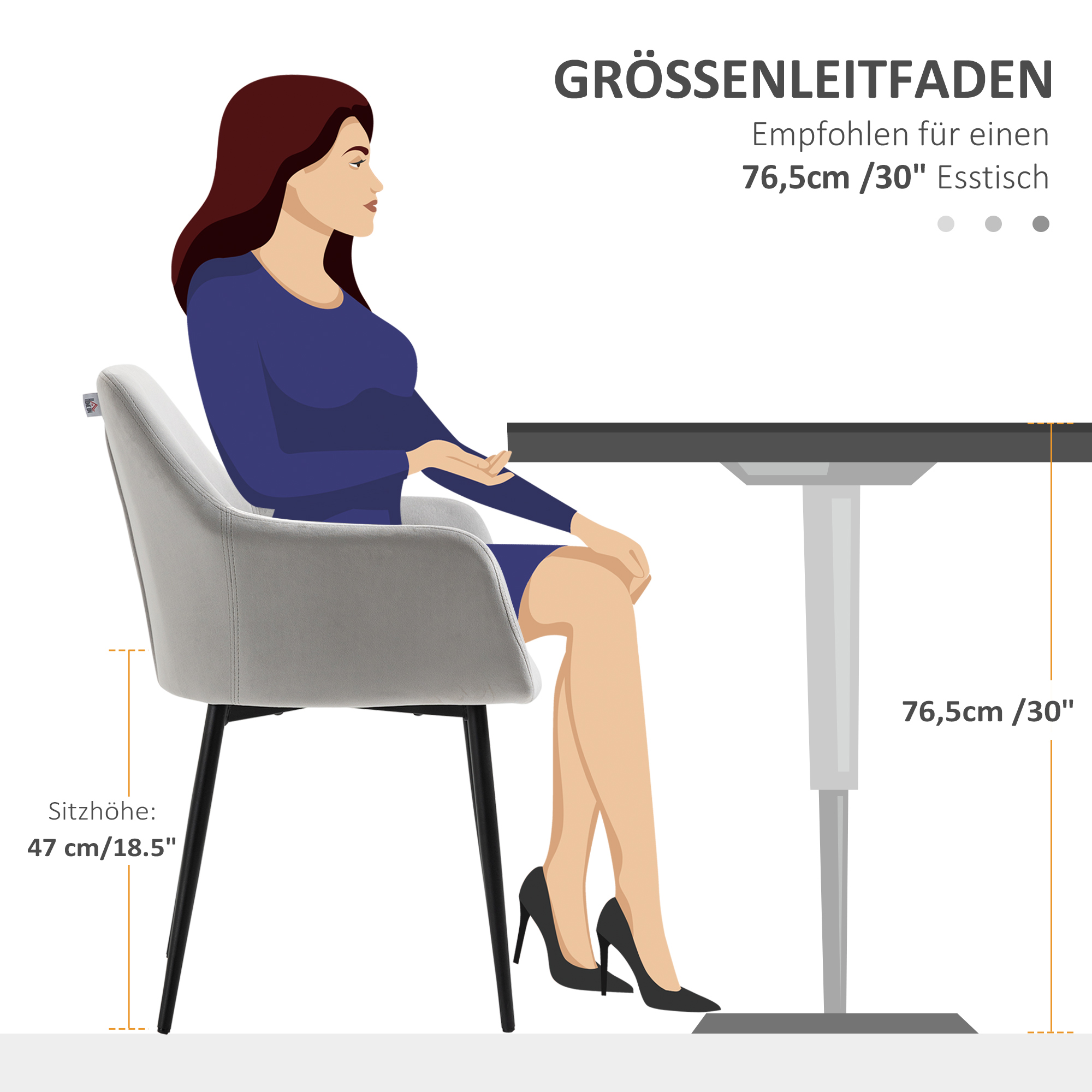 Esszimmerstuhl-Set, komfortabel, 54x57x80 cm, Hellgrau