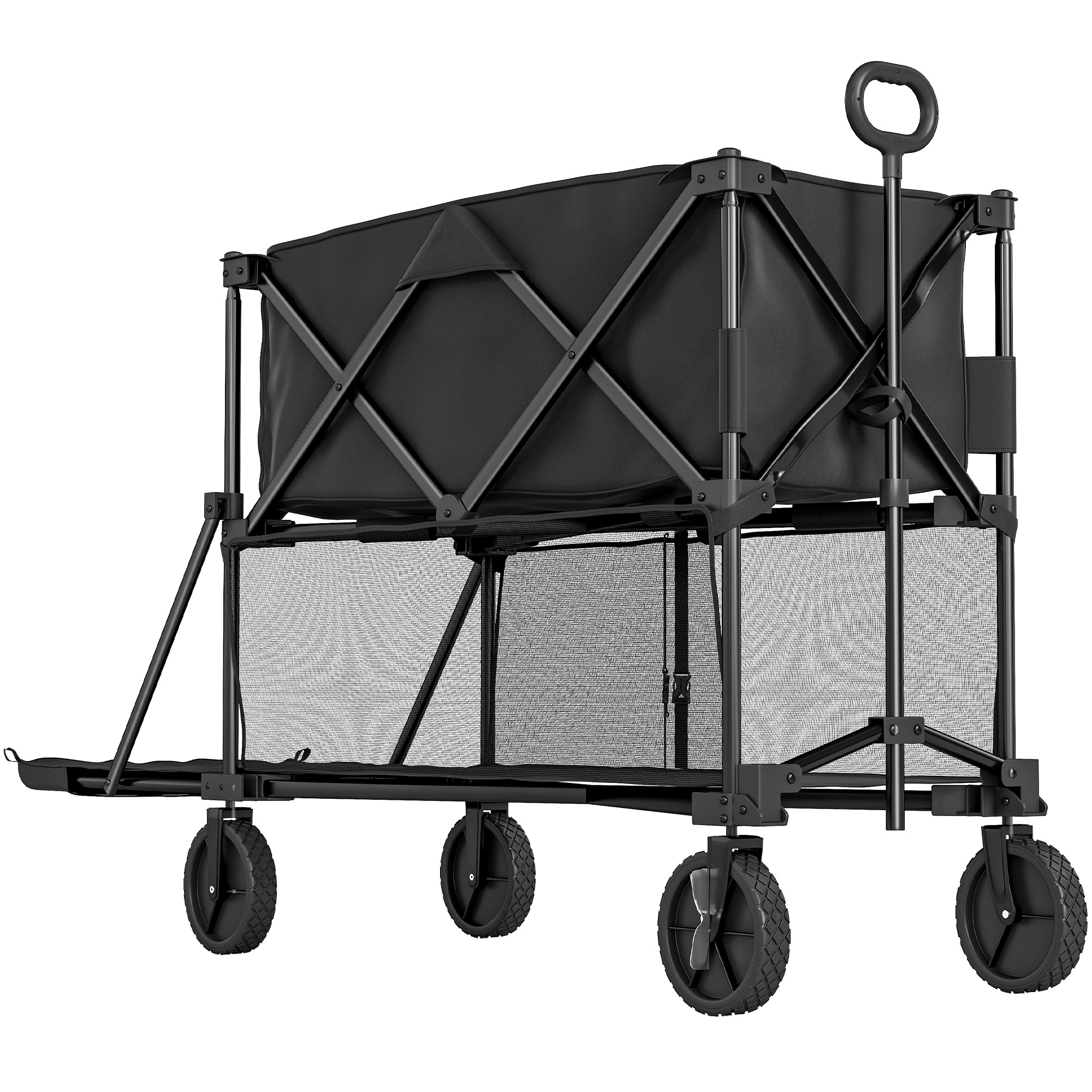 Gartenwagen 200 kg belast zweistufige Transportwagen mit herausnehmbare Plane 369,5 Liter Schwarz