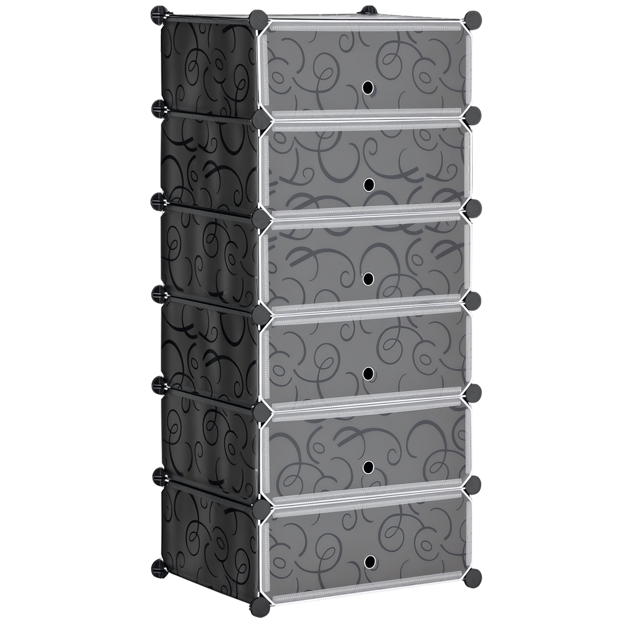 Modulares Regalsystem für 6 Paar Schuhe, 49 cm x 36,5 cm x 108 cm, Schwarz Modulares Regalsystem für 6 Paar Schuhe, 49 cm x 36,5 cm x 108 cm, Schwarz
