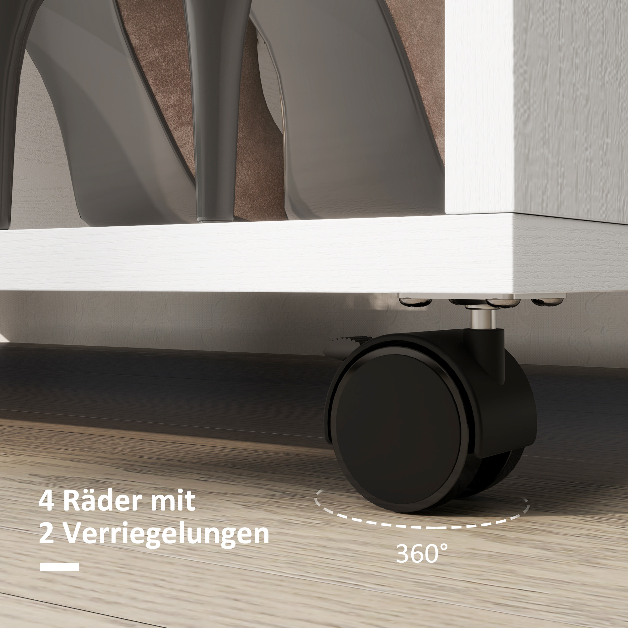 Kleiderschrank auf Rollen, mobile Garderobe, Garderobenschrank, Rollbarer Kleiderständer, 80 x 40 x 128 cm, Weiß