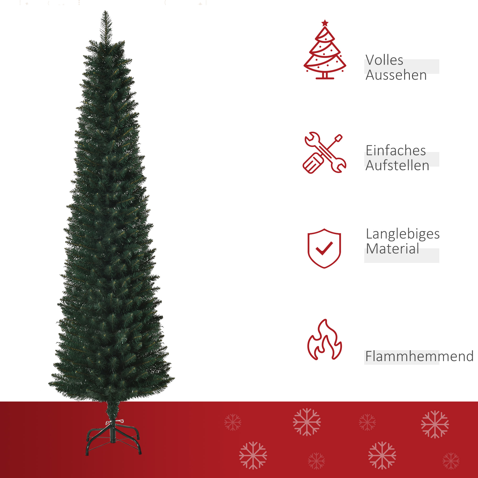 Weihnachtsbaum 180 cm, hoch realistisch, 380 Zweige, feuerfest, stabile Basis, Grün