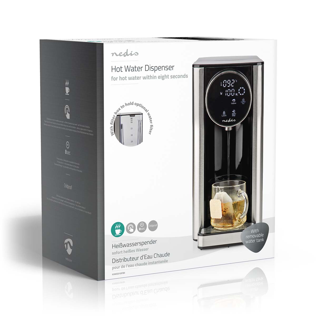 Heißwasserspender | 2600 W | 2.7 l | Aluminium / schwarz