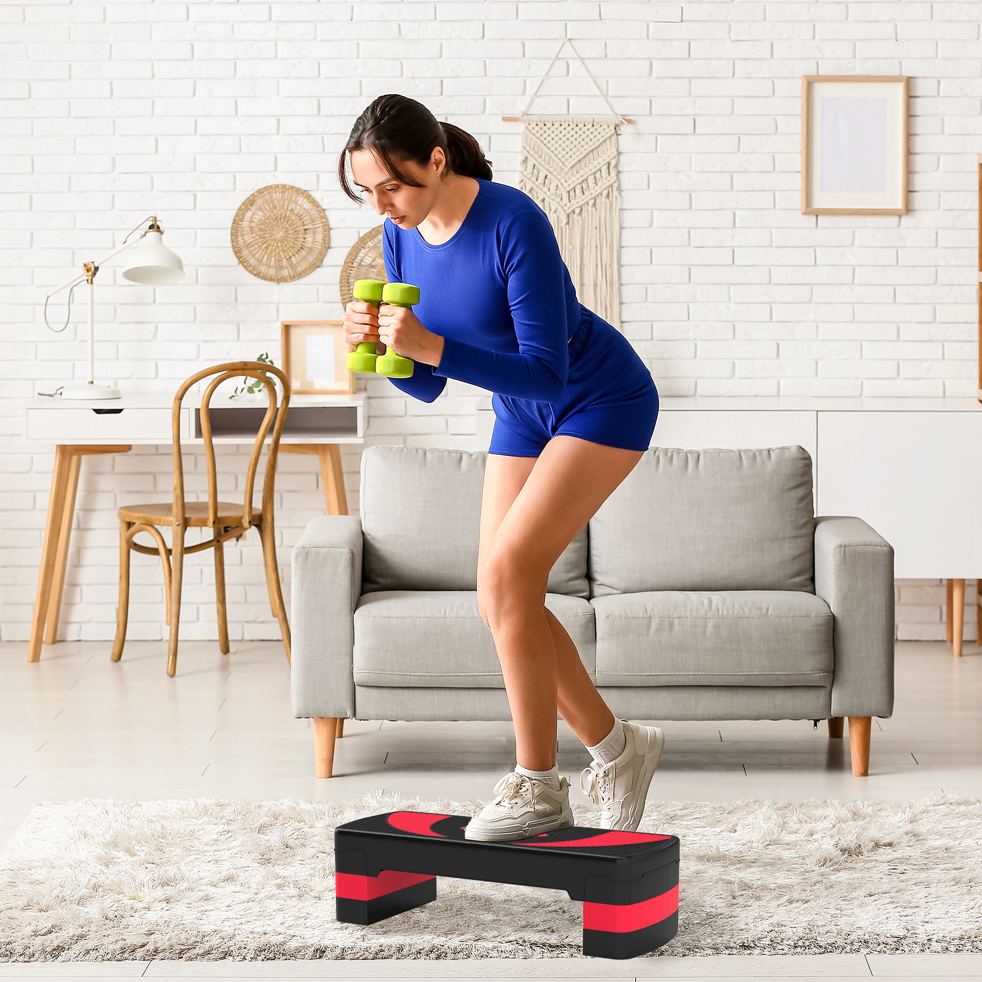 Aerobic-Stepper, höhenverstellbar, für Indoor und Outdoor, Belastbarkeit bis 150 kg, 80 x 31 x 10-20 cm, Rot