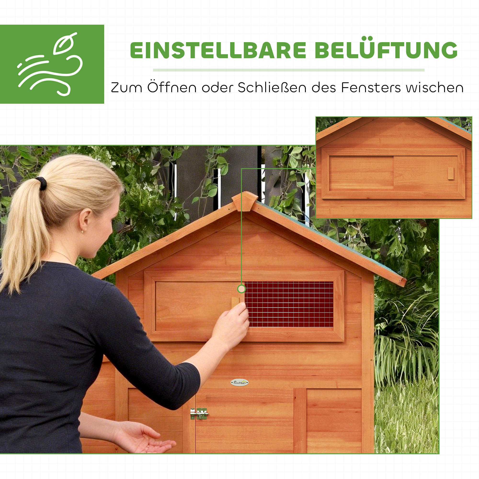 Hühnerstall Hühnerhaus aus Holz mit Nistkasten 2 Sitzstangen Rampe Fenster wasserdichtem Dach 113,5x67,5x95,5 cm Orange