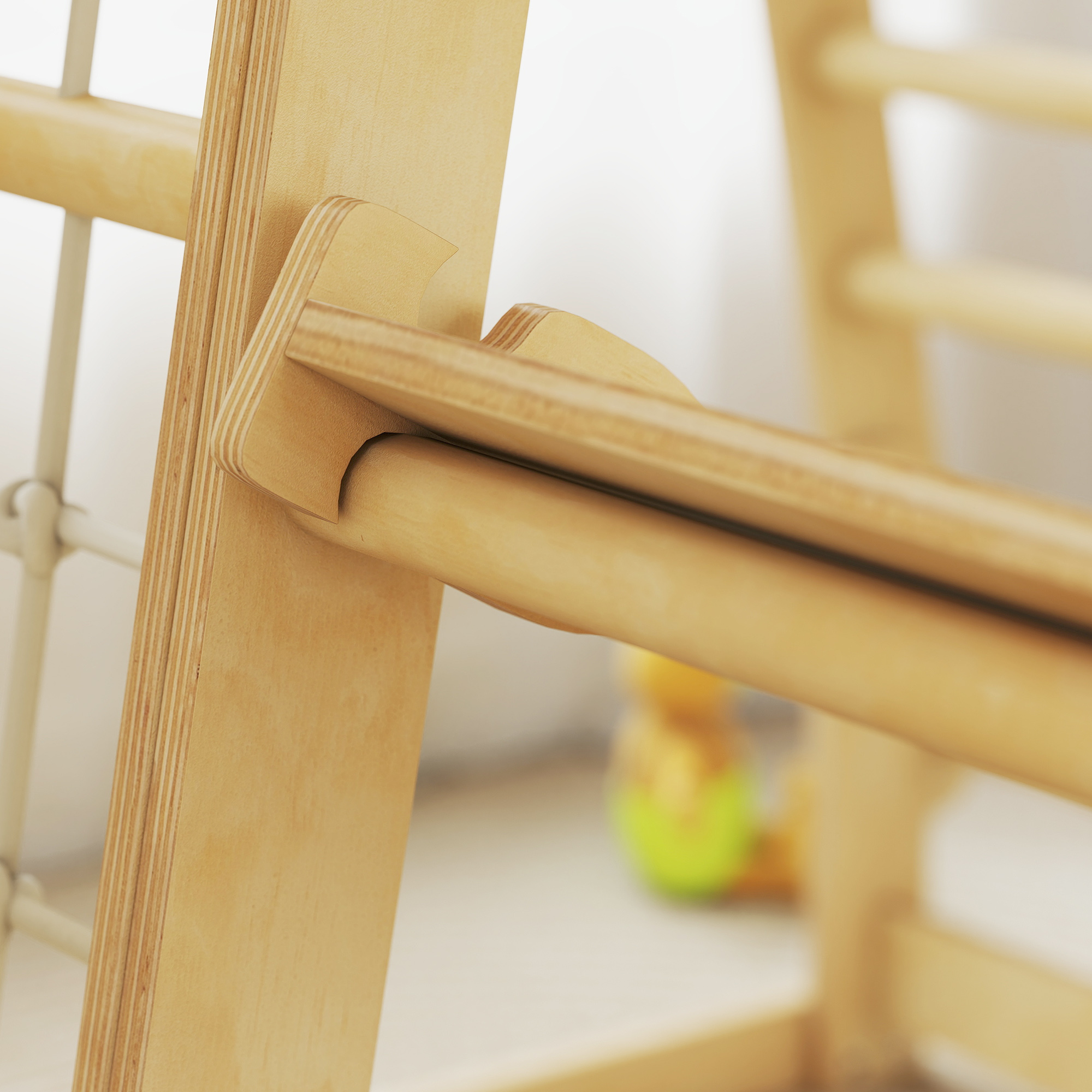Indoor-Klettergerüst, 6-in-1 Design, Rutsche, Kletterstangen, Kletterwand, Leiter, Kletternetz, 3-6 Jahre, Holz