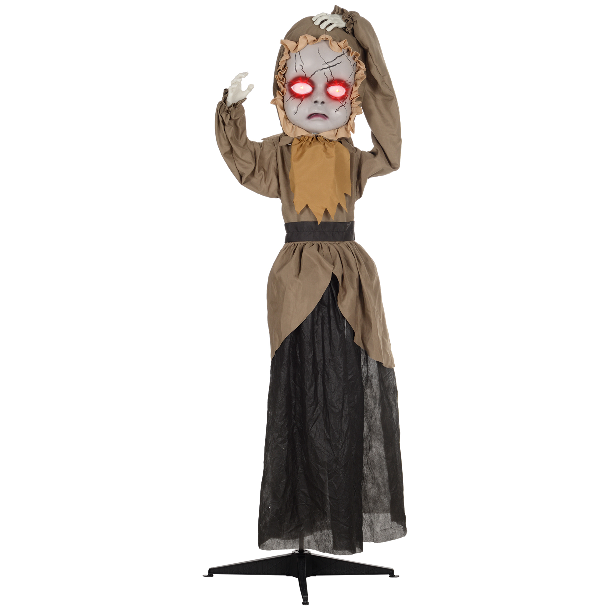 Grusel-Puppe Halloween-Dekoration, beweglicher Kopf, rote Augen, Batteriebetrieb Grusel-Puppe Halloween-Dekoration, beweglicher Kopf, rote Augen, Batteriebetrieb