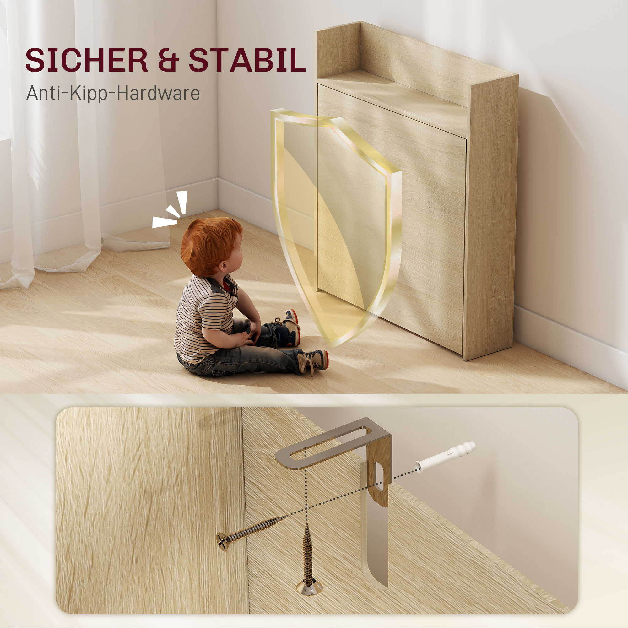 Esstisch Klappbar mit Regal, Industrie-Design, Platzsparend, Für Kleine Räume, 78,5 x 91 x 93 cm, Eiche