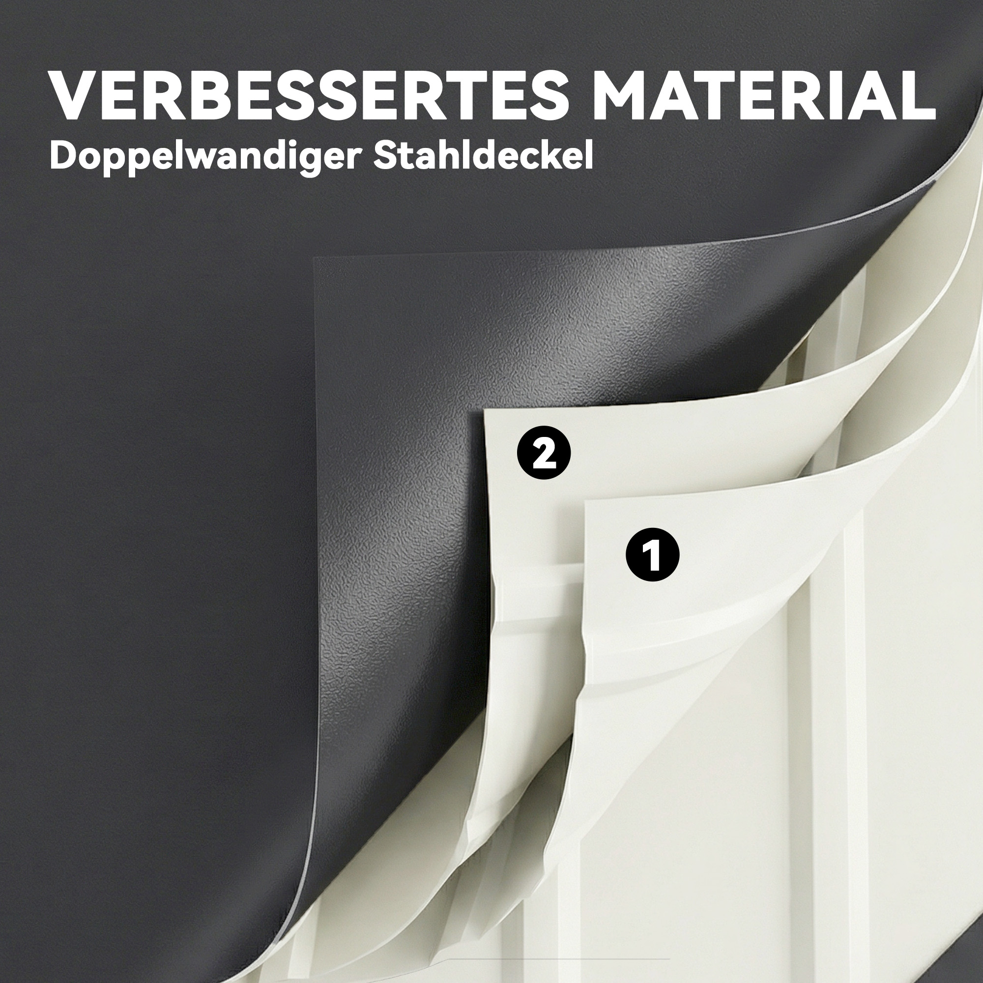 Gartenbox Metall 350L Kissenbox mit doppelwandig Deckel 120 x 61 x 62 cm Wasserdicht Abschließbar Grau