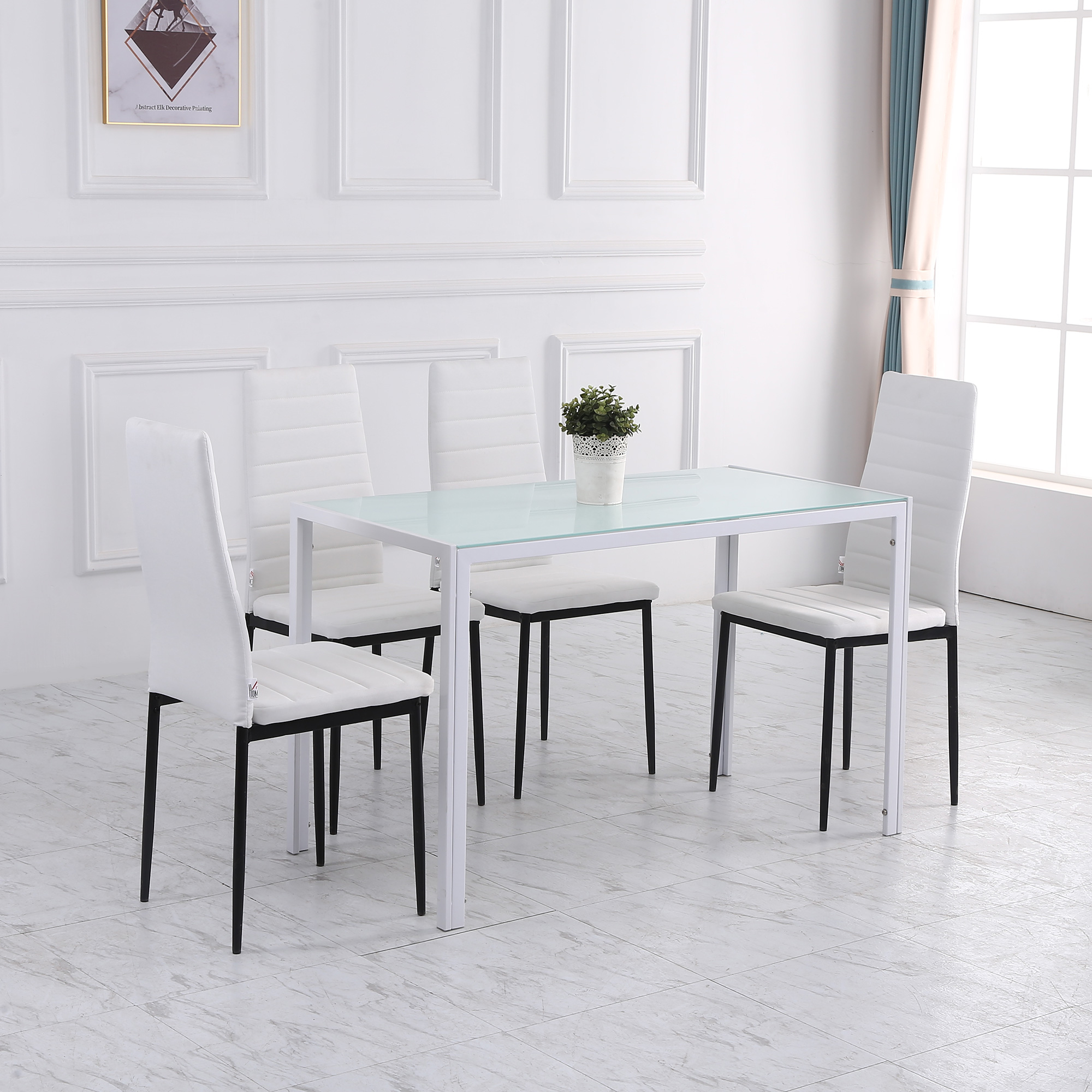 Esstisch Küchentisch großer Tisch, modernes Design, 120 cm x 60 cm x 75 cm, Weiß