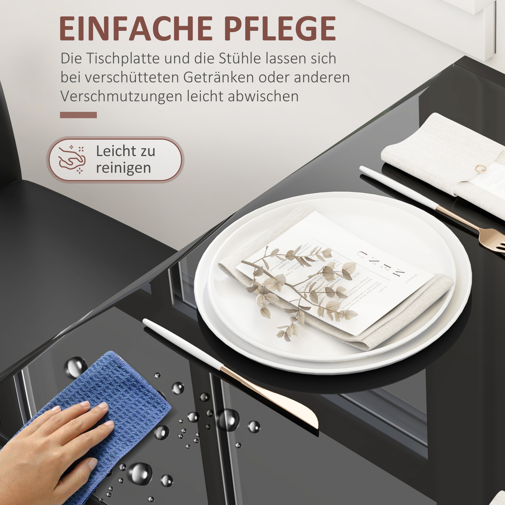 Essgruppe Esstisch mit 2 Stühlen Platzsparend Esszimmergruppe Sitzgruppe Schwarz