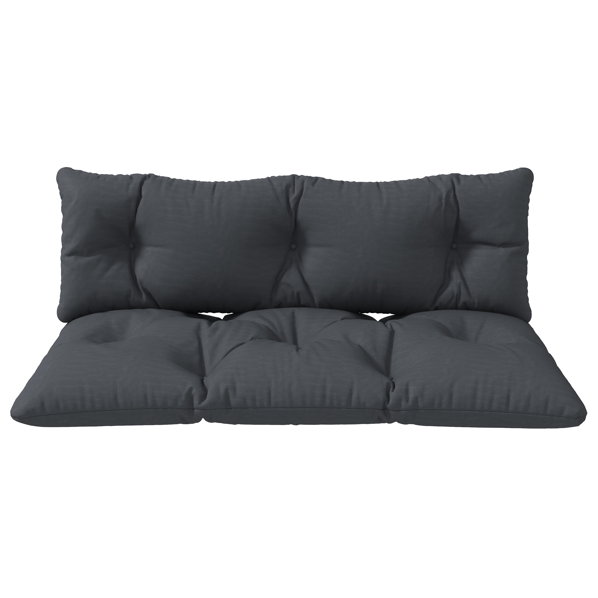 2 teilige Polsterauflage Gartenmöbelsitzkissen Sitzauflage, wetterbeständig, Knopfheftung, 120 x 60 x 15 cm, Grau