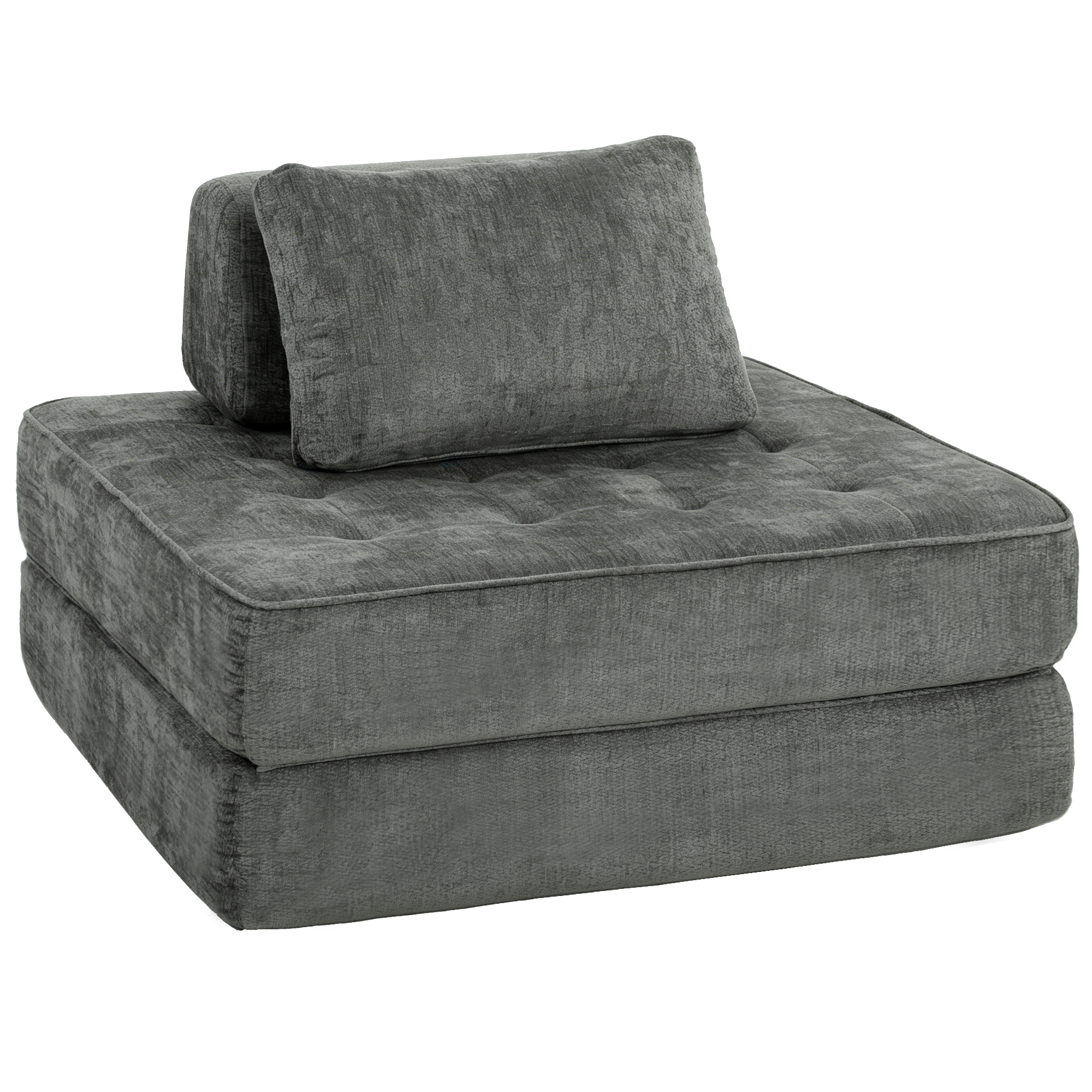 2-in-1 Boneless Cloud Schlafsessel, Klappbares Chenille-Bodensessel mit Dickem Stützkissen, Grau
