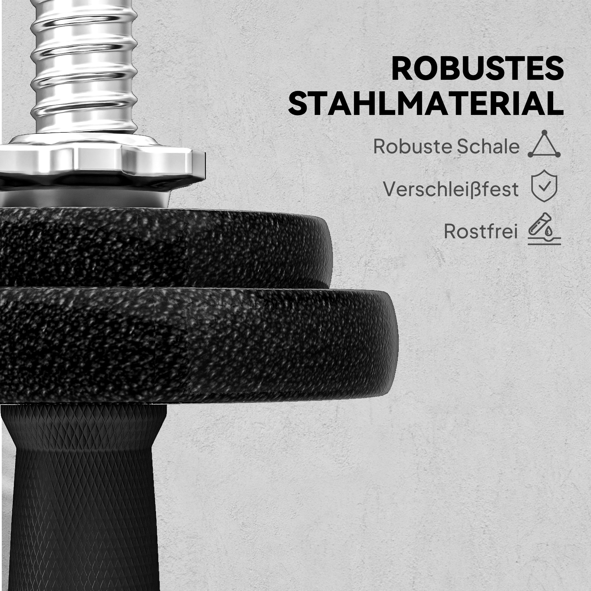 Hantelset 2-in-1 Kurzhanteln Langhanteln verstellbar bis 20 KG mit rutschfestem Griff für Krafttraining Zuhause Grau
